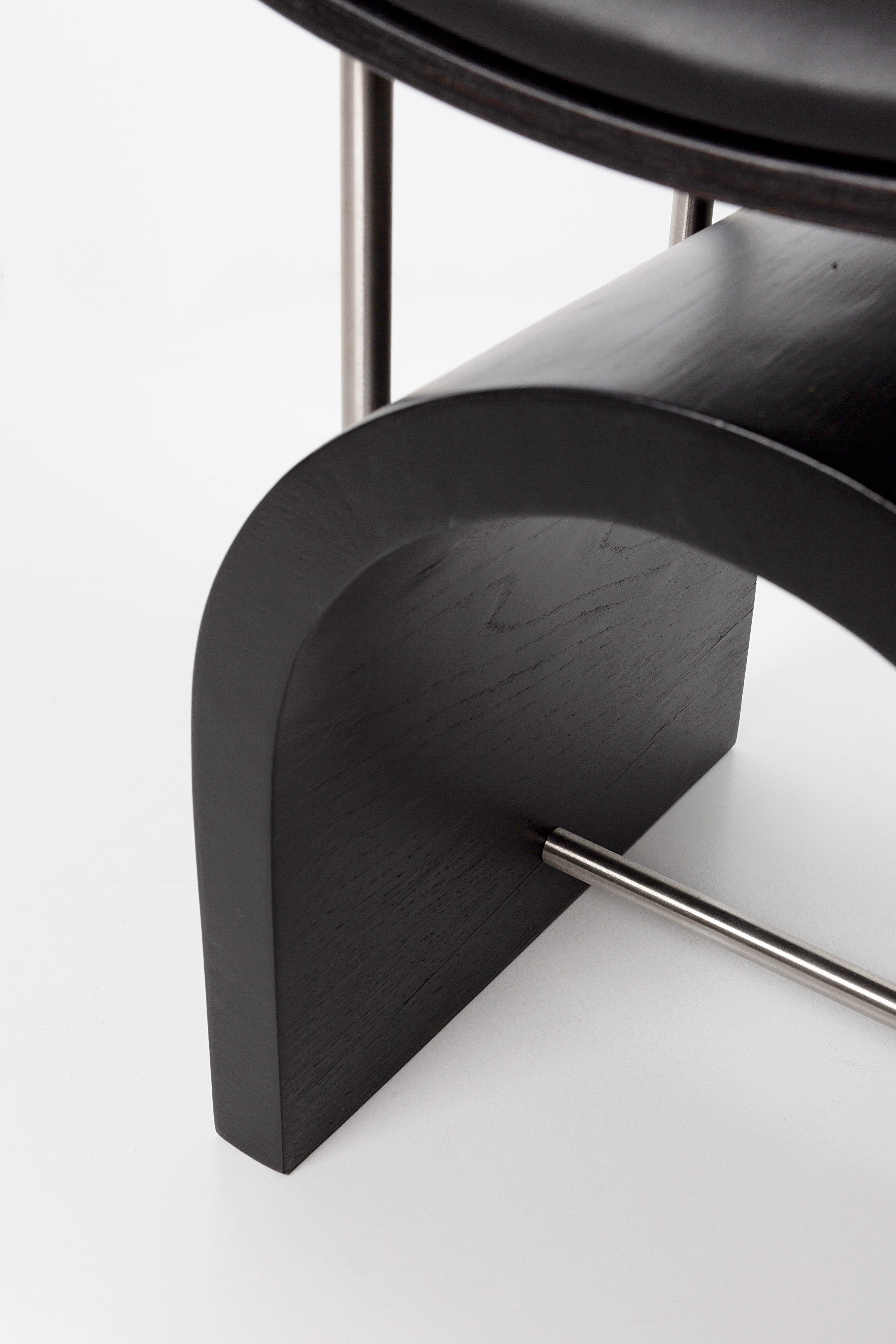 Black Leather Wing Stool by Studio Laf For Sale 2