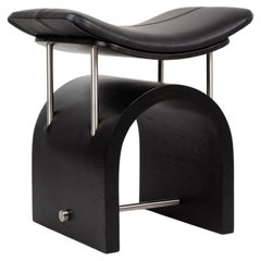 Black Leather Wing Stool by Studio Laf