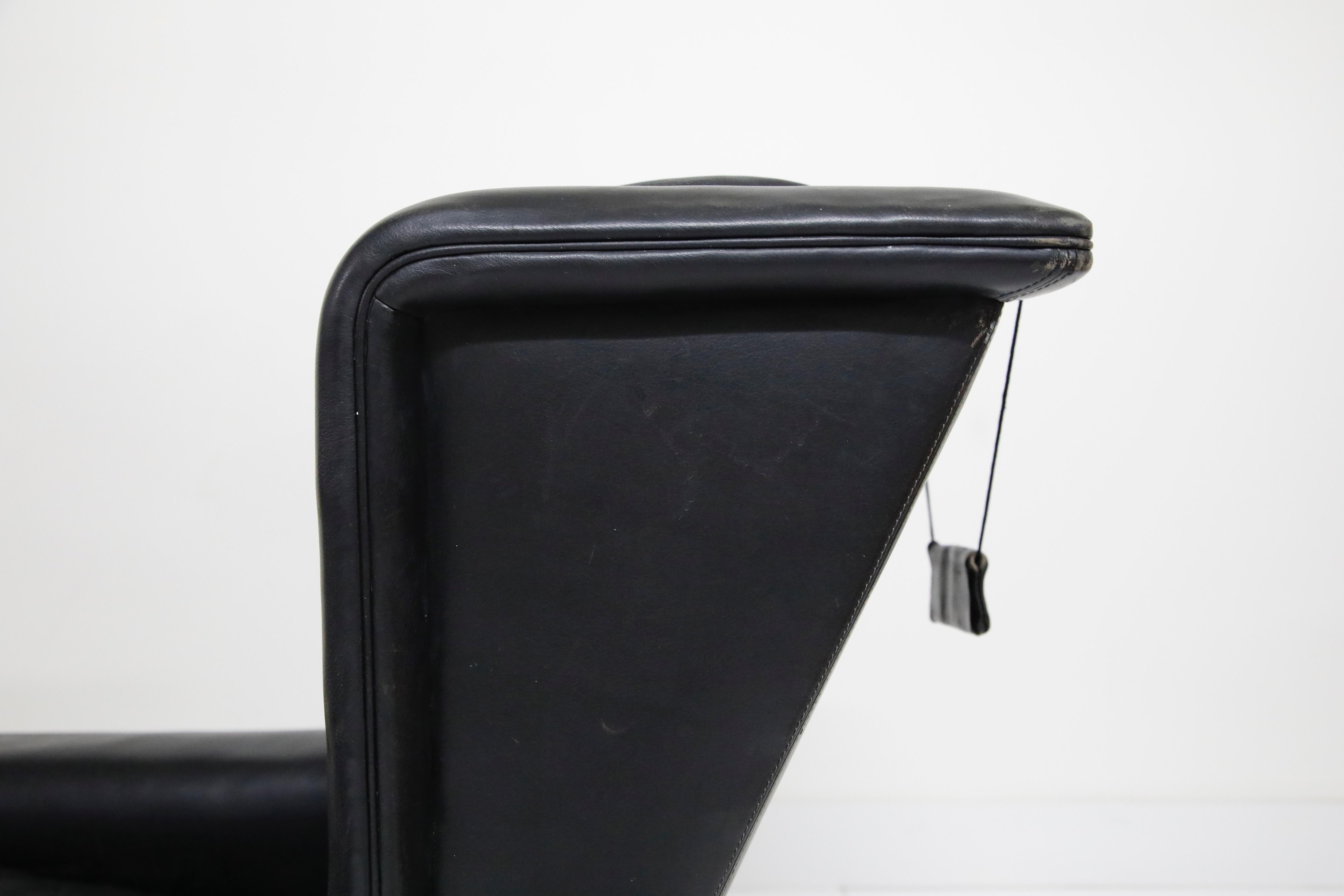 Black Leather Wingback Armchair by Gerhard Berg for Stokke Fabrikker, circa 1965 3