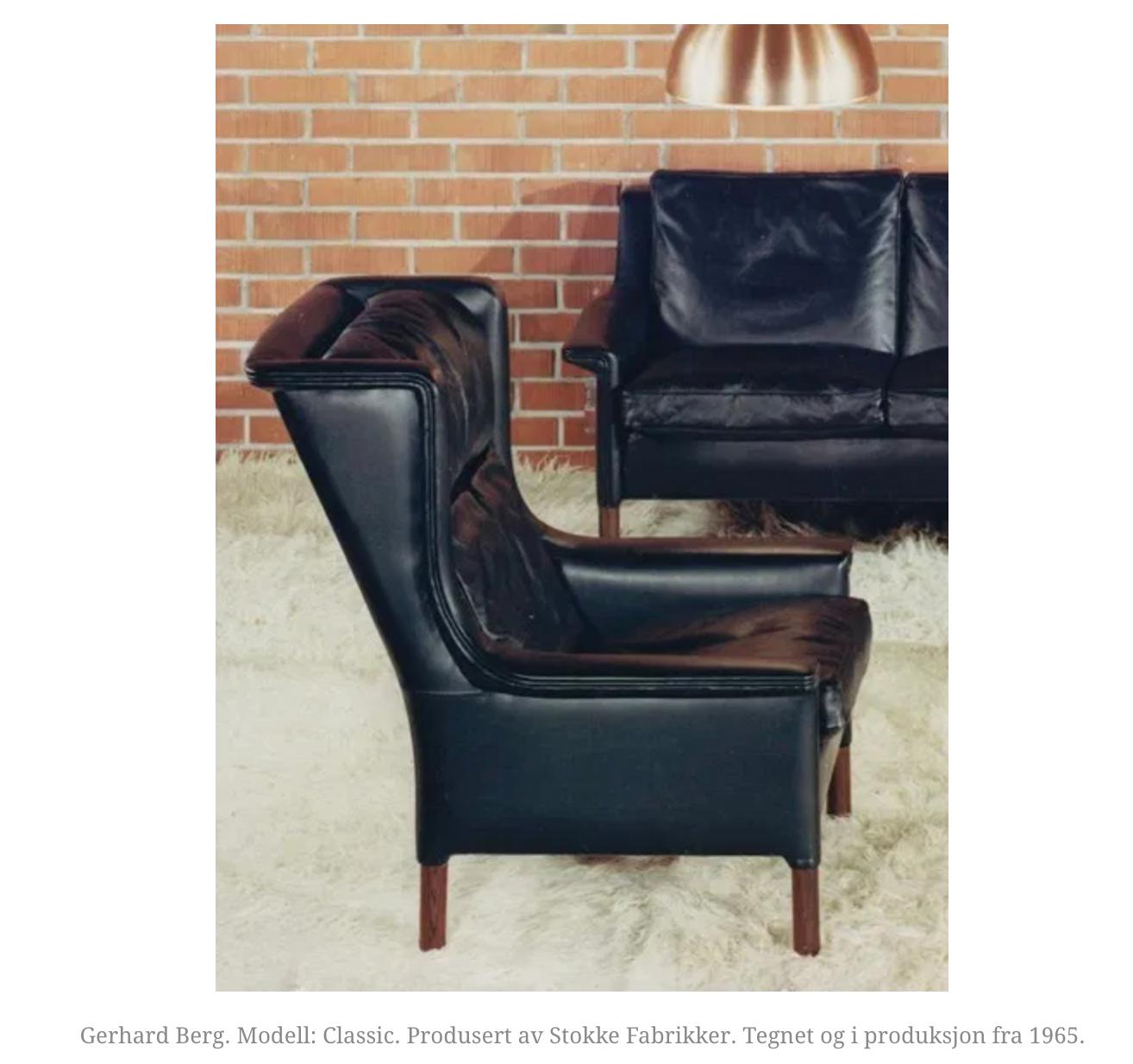 Black Leather Wingback Armchair by Gerhard Berg for Stokke Fabrikker, circa 1965 4