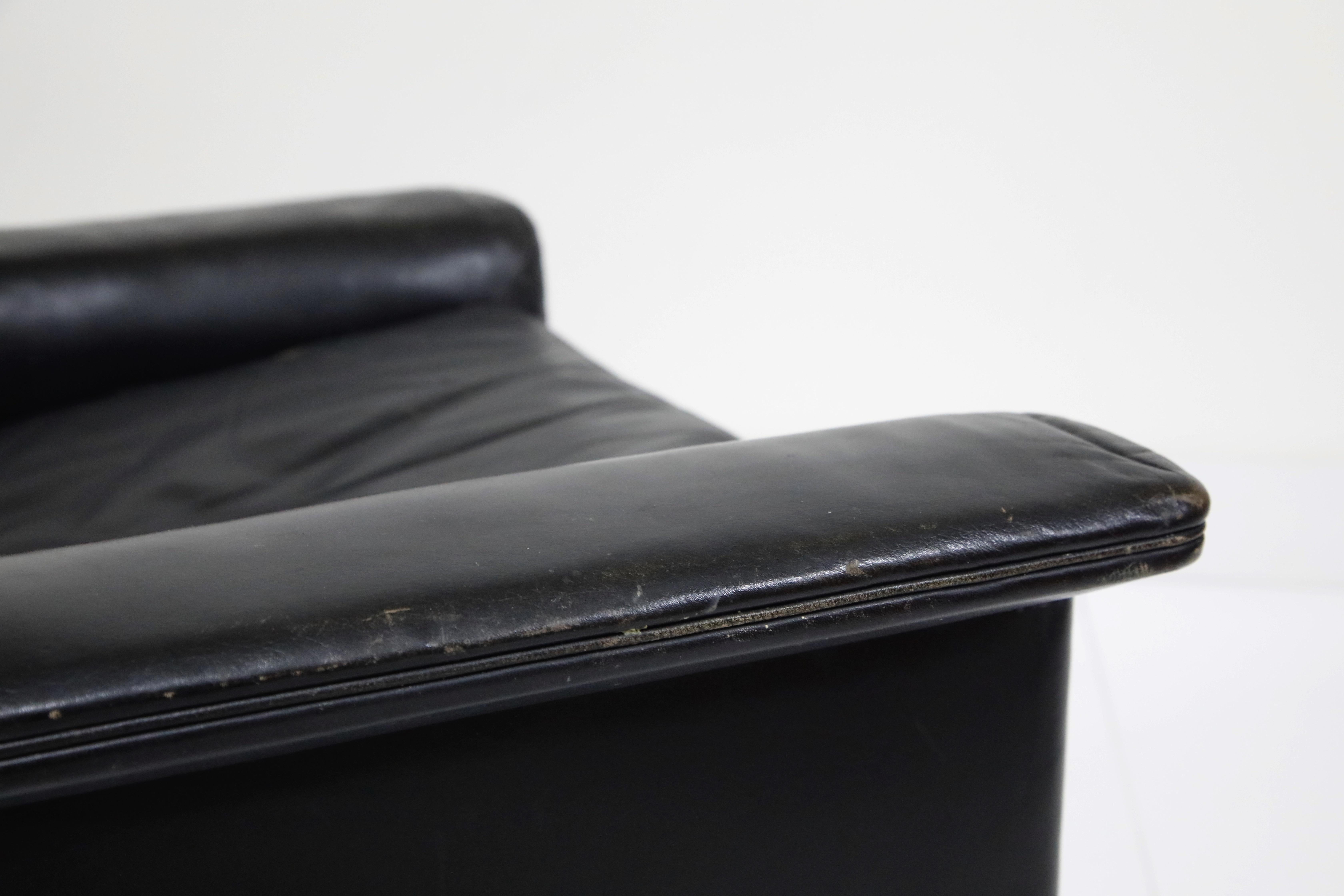 Black Leather Wingback Armchair by Gerhard Berg for Stokke Fabrikker, circa 1965 1