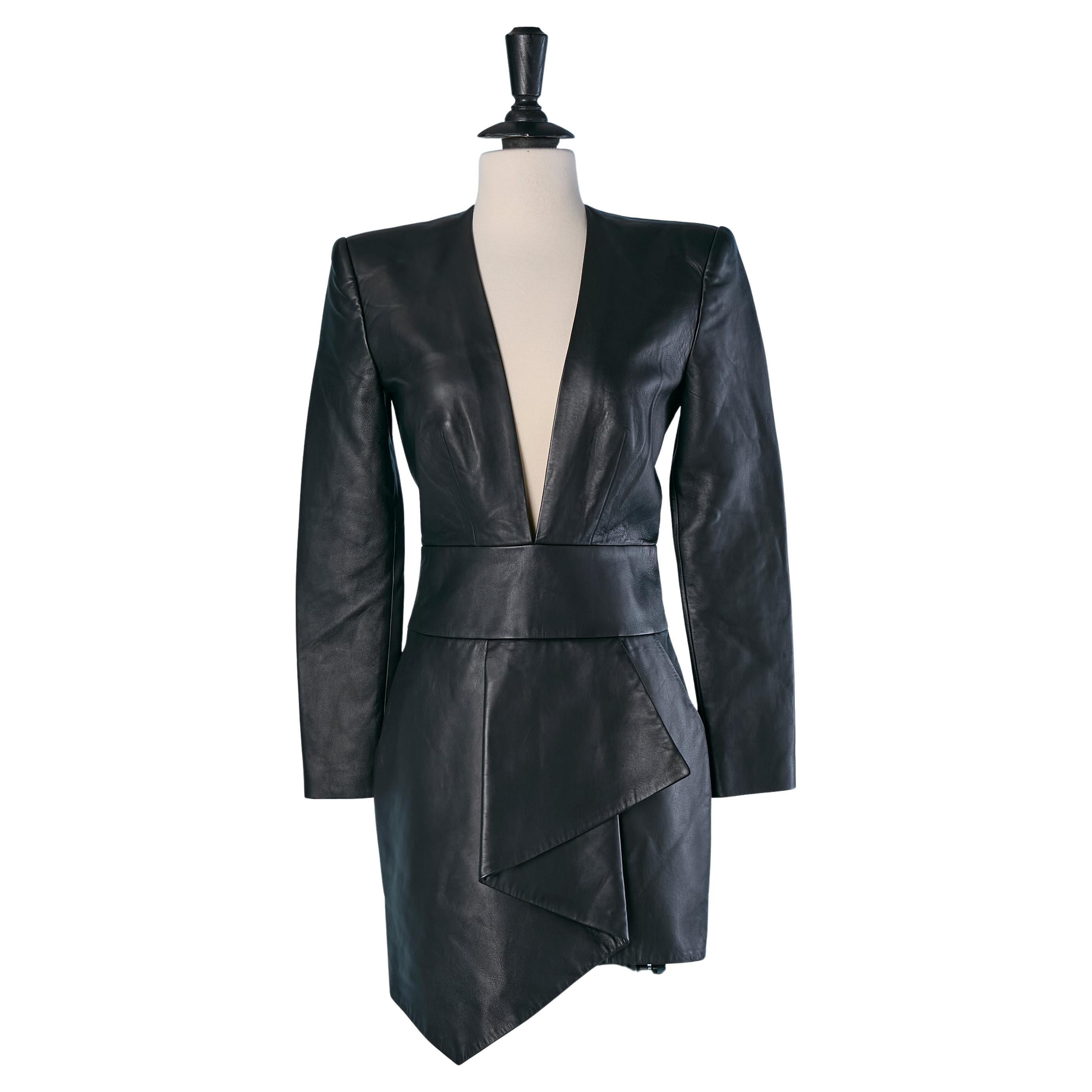 Black leather wrapped dress ALEXANDRE VAUTHIER