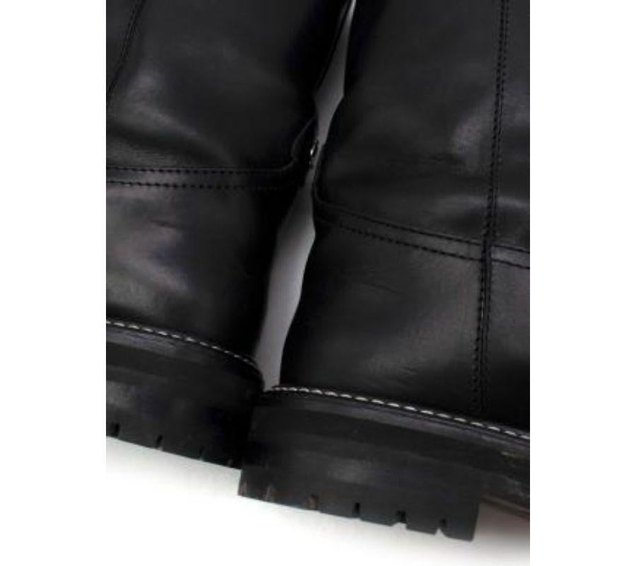 Black Leather Yari Flat Boots For Sale 2