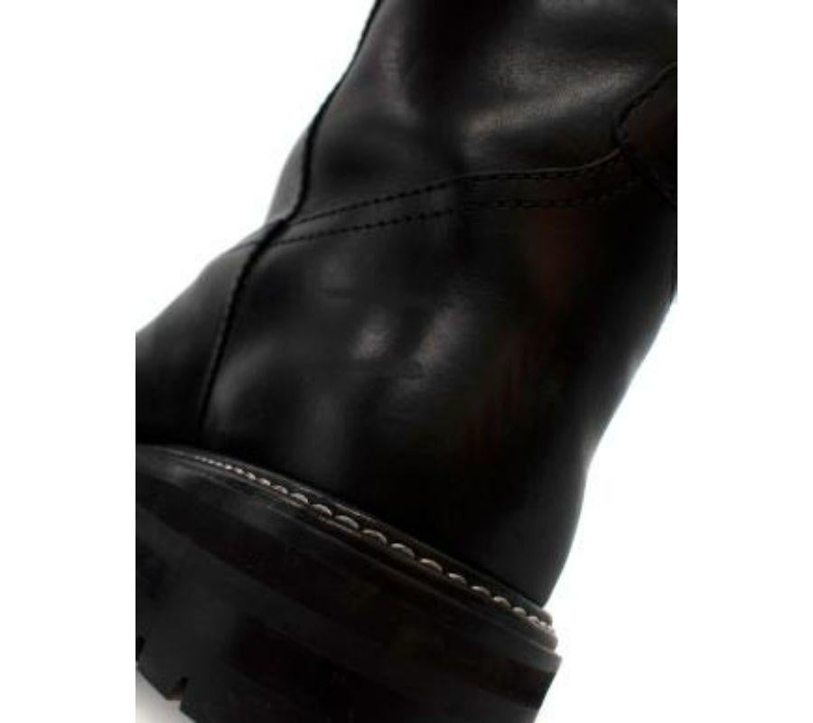 Black Leather Yari Flat Boots For Sale 3