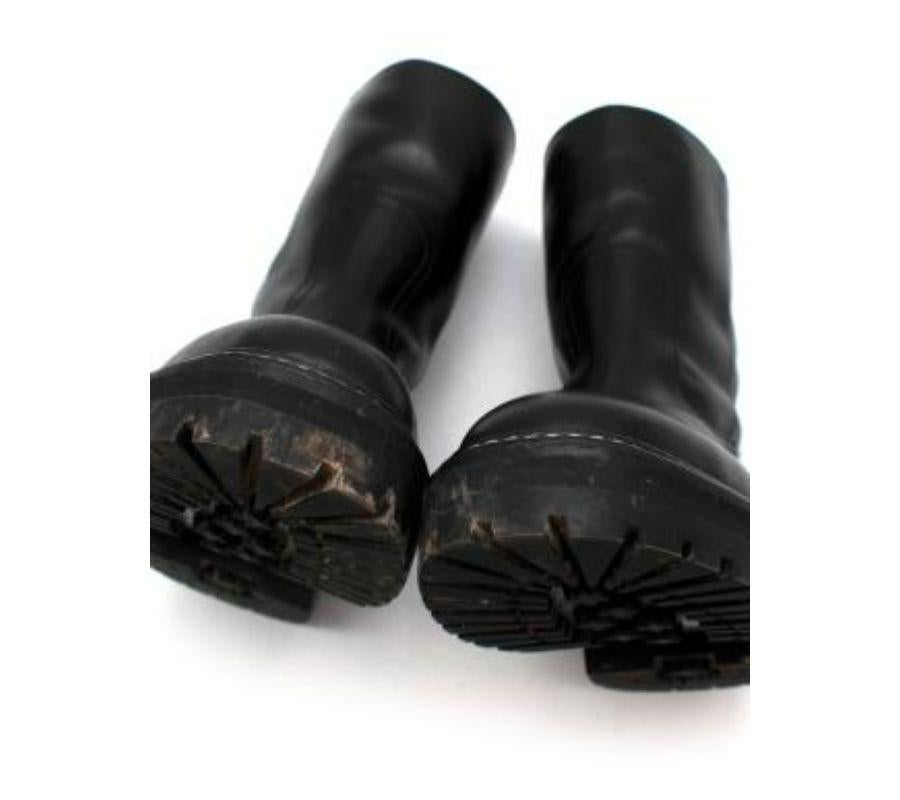 Black Leather Yari Flat Boots For Sale 4