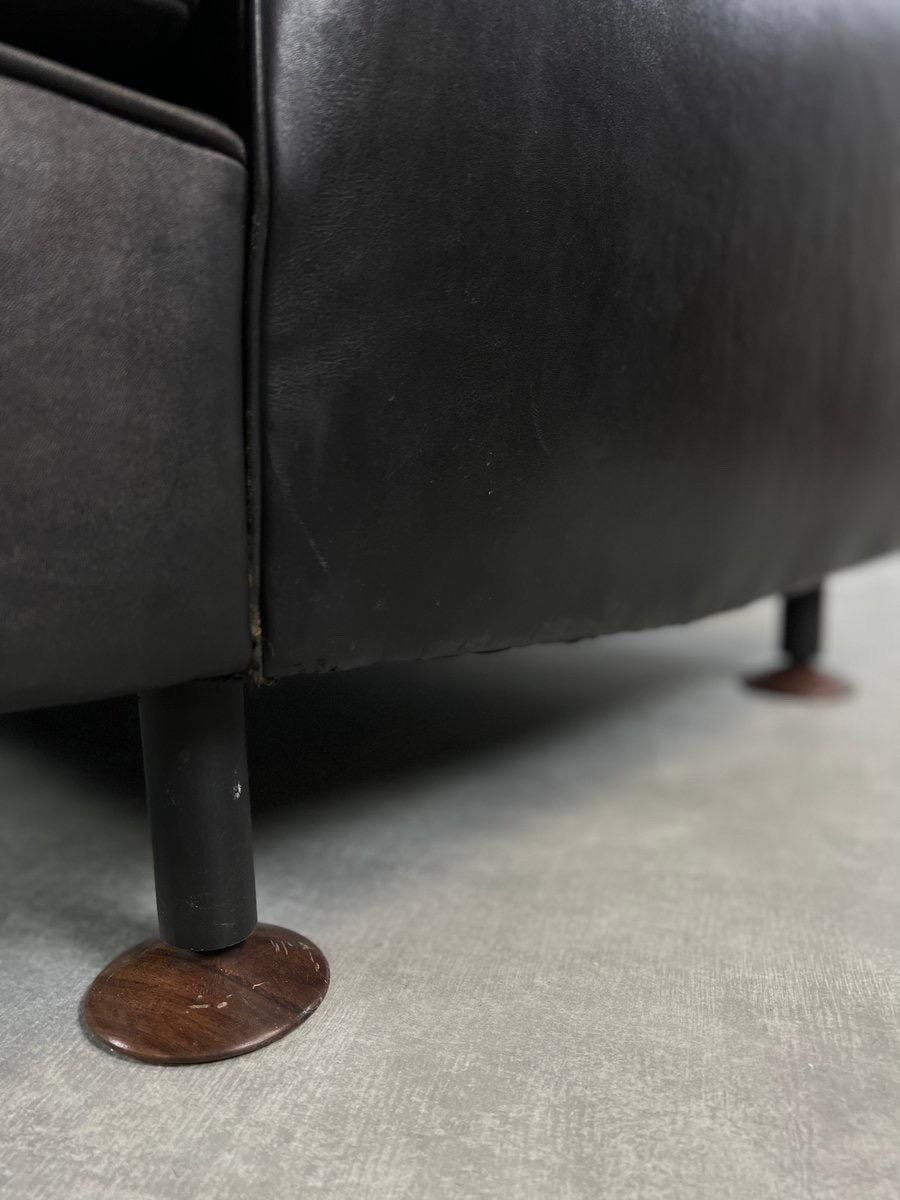 Metal Black leathered ''Square'' Sofa by Marco Zanuso for Arflex, 1960s