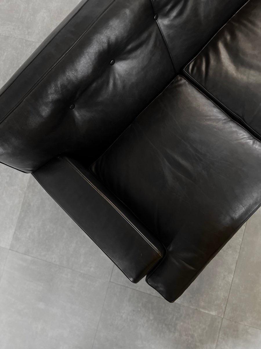 Black leathered ''Square'' Sofa by Marco Zanuso for Arflex, 1960s 1