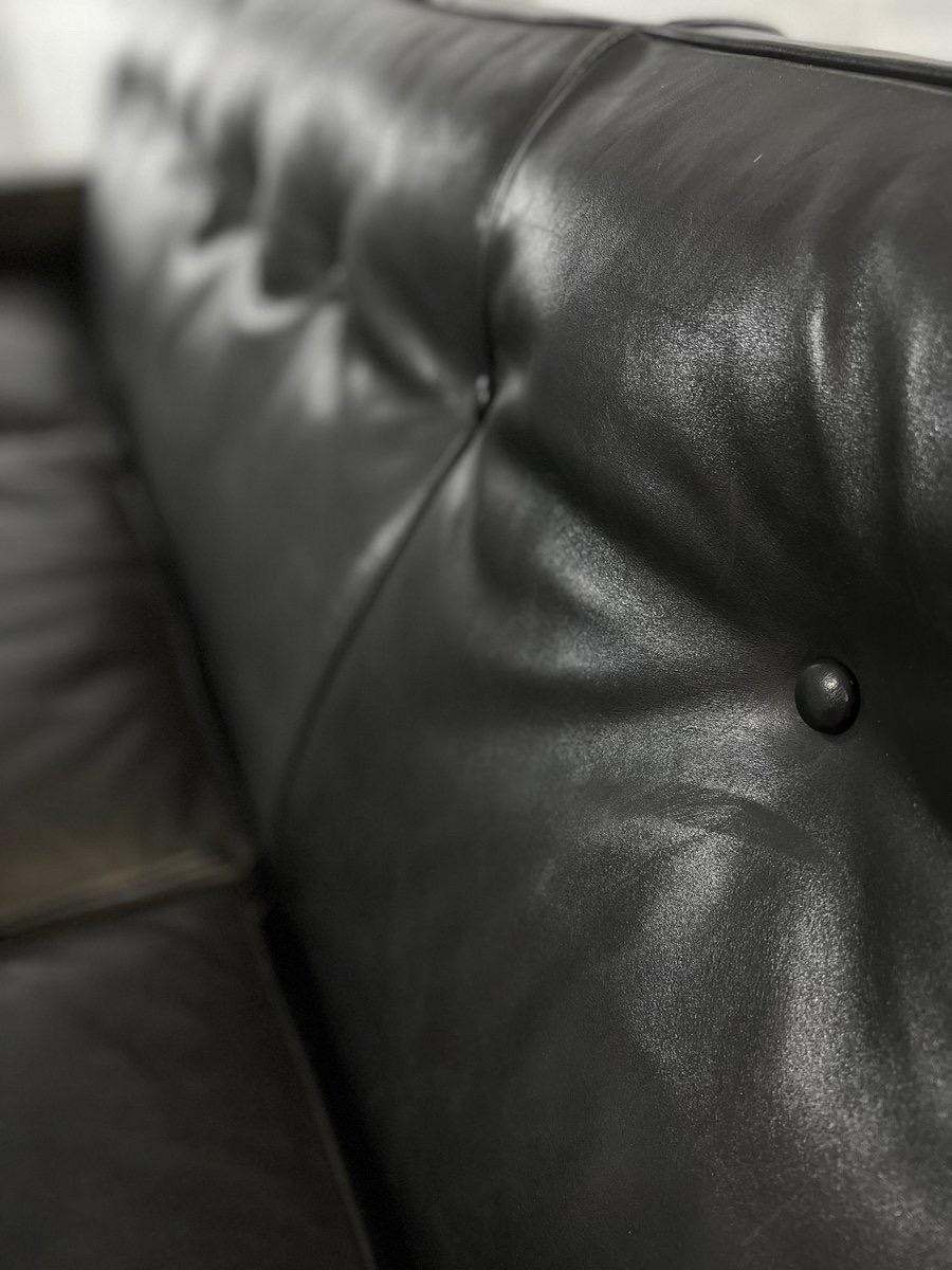 Black leathered ''Square'' Sofa by Marco Zanuso for Arflex, 1960s 3