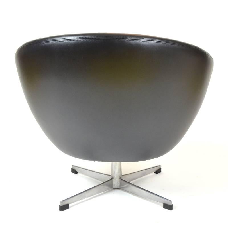 Czech Black Leatherette Egg Chair by UP Zavody Rousinov For Sale