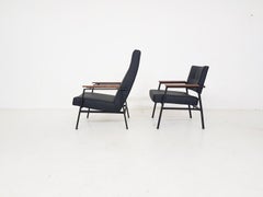 Black Leatherette "High and Low" Lounge Chairs by Avanti, Dutch Design, 1960s