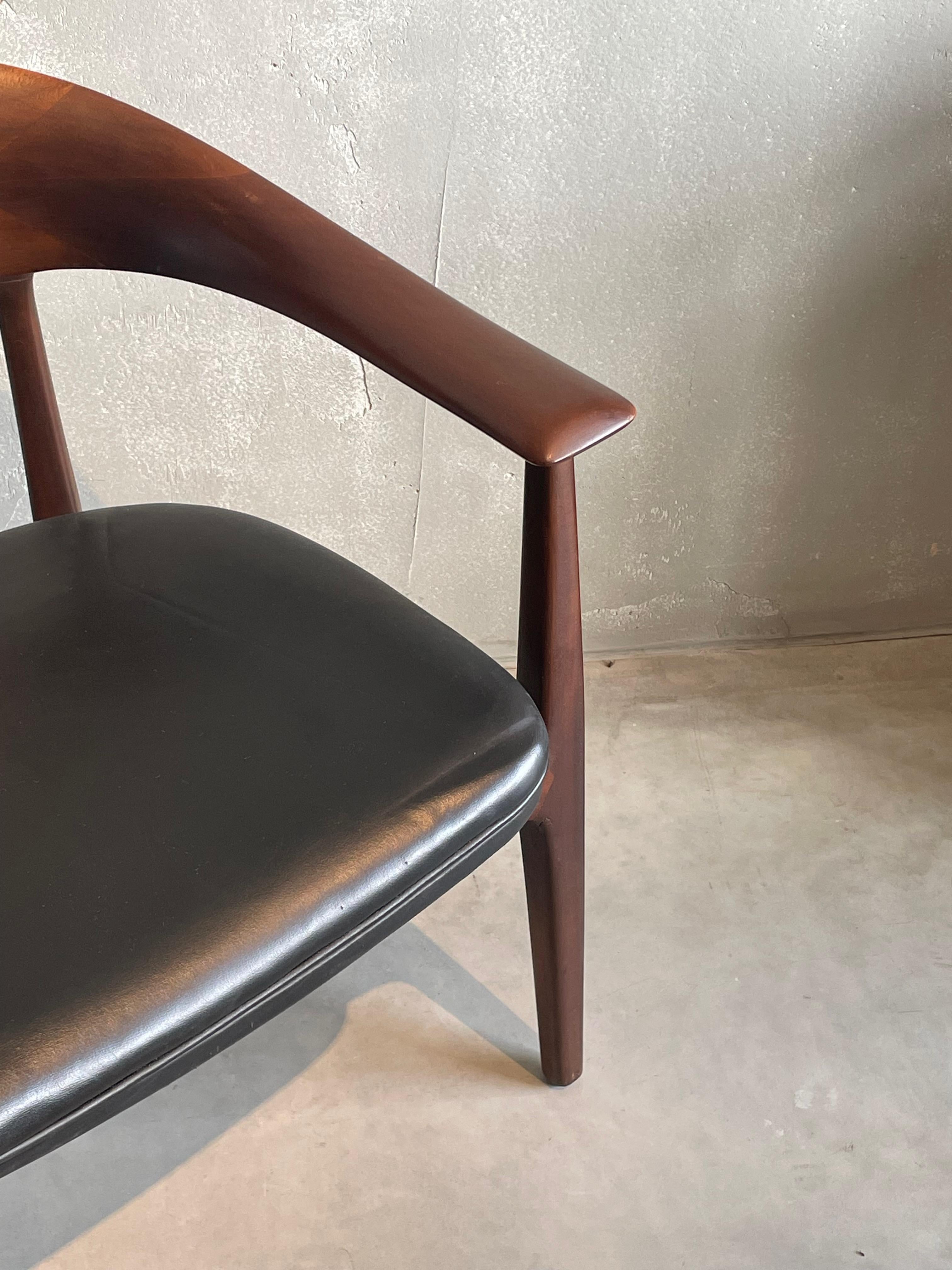 Faux Leather Black Leatherette Seat Set Of Four Dining Chairs, Spain, 1960s