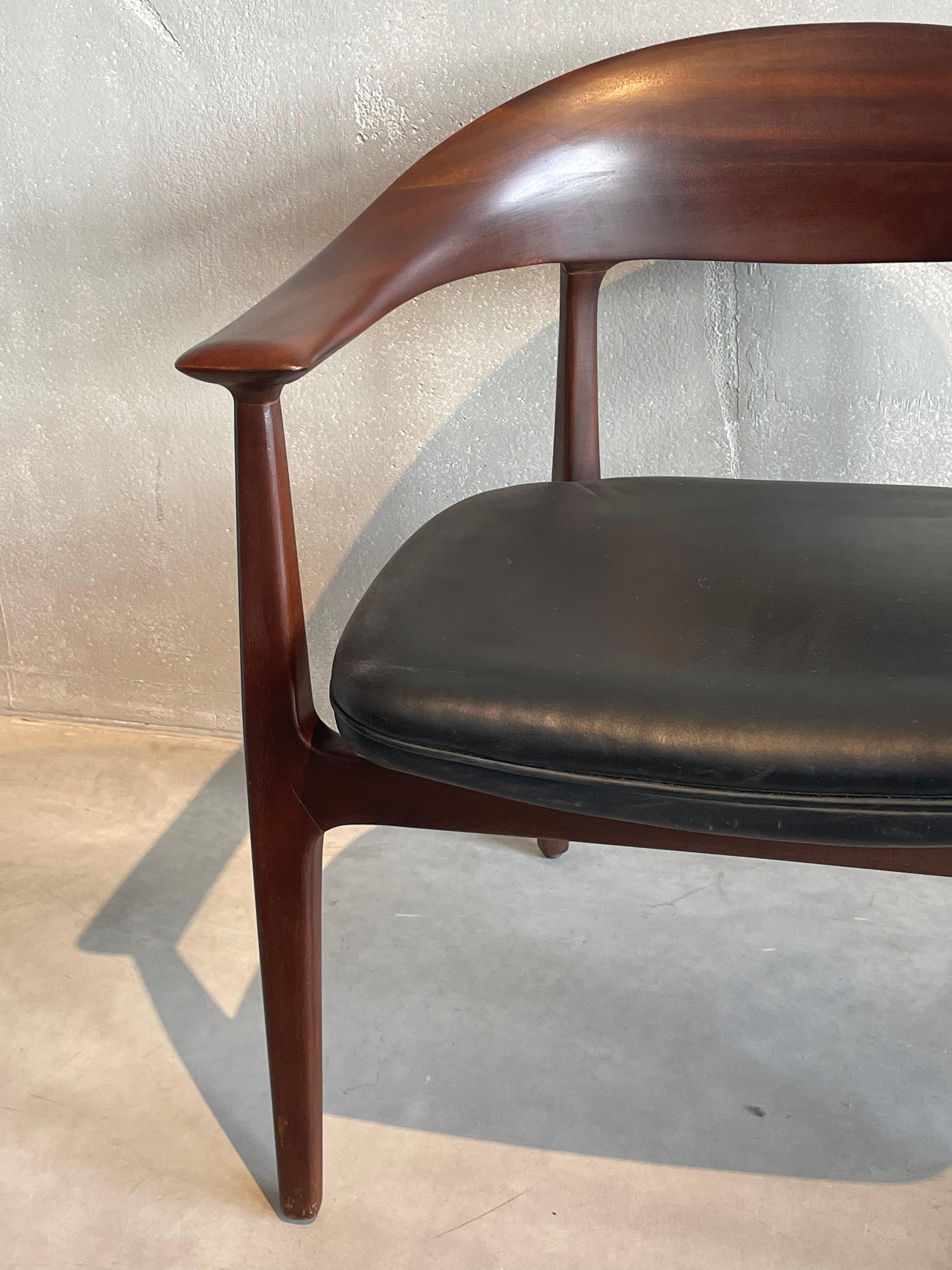 Black Leatherette Seat Set Of Four Dining Chairs, Spain, 1960s 1