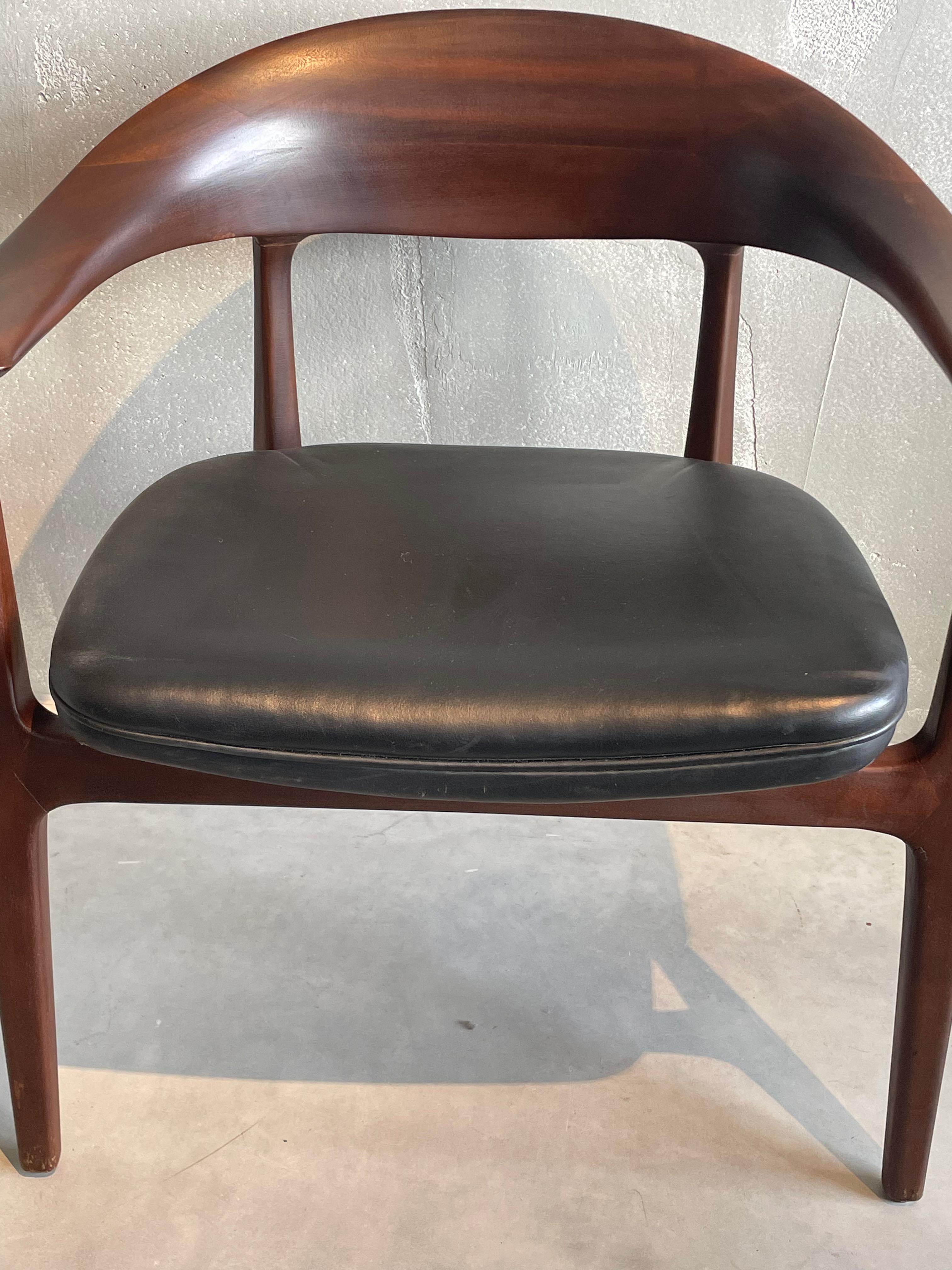 Black Leatherette Seat Set Of Four Dining Chairs, Spain, 1960s 2