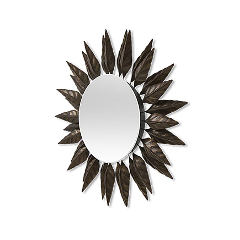 Black Leaves Mirror with Beaten Copper Leaves In Excellent Condition For Sale In Paris, FR