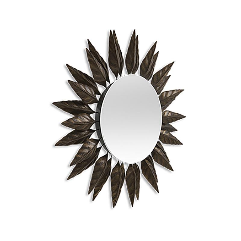 Contemporary Black Leaves Mirror with Beaten Copper Leaves For Sale