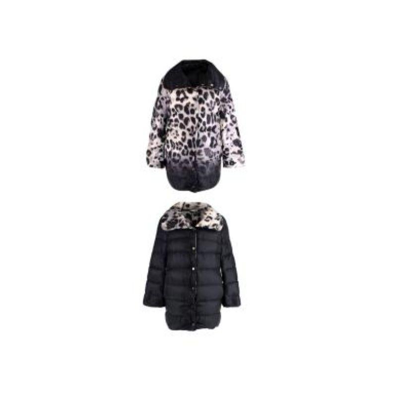 Black/Leopard Reversible Down Jacket In Good Condition For Sale In London, GB