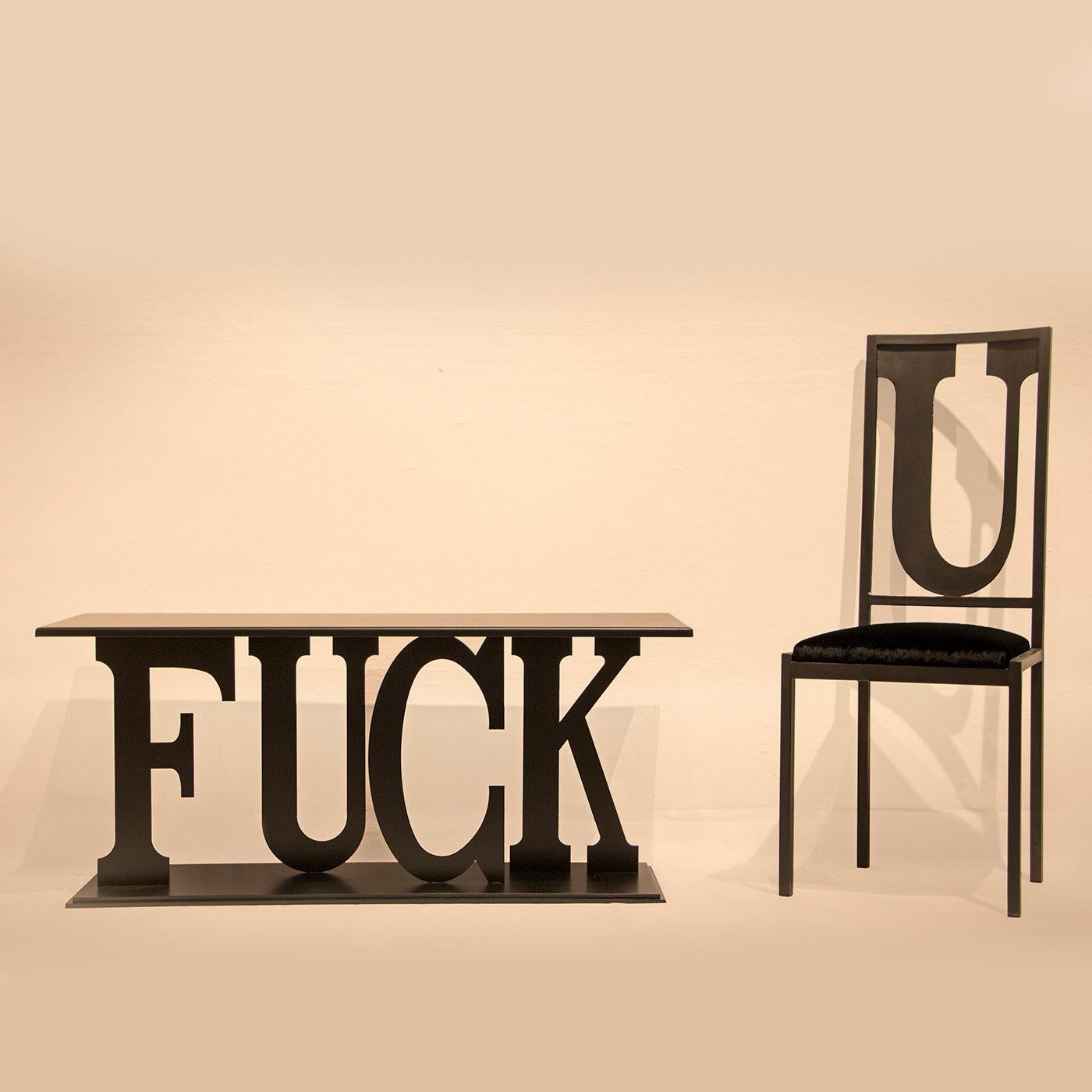 Part of the Imperfect Love Collection, the design idea behind this handcrafted chair is to create an out-of-the-ordinary piece that can be combined with others to spell the word 