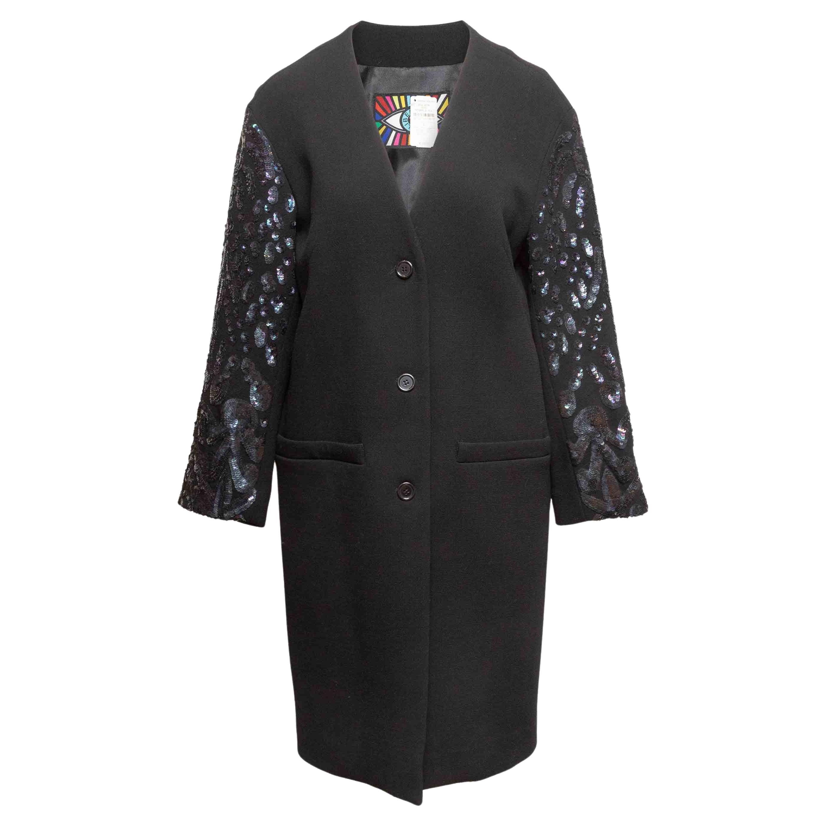 Cappotto lungo nero con lustrini Libertine taglia US S