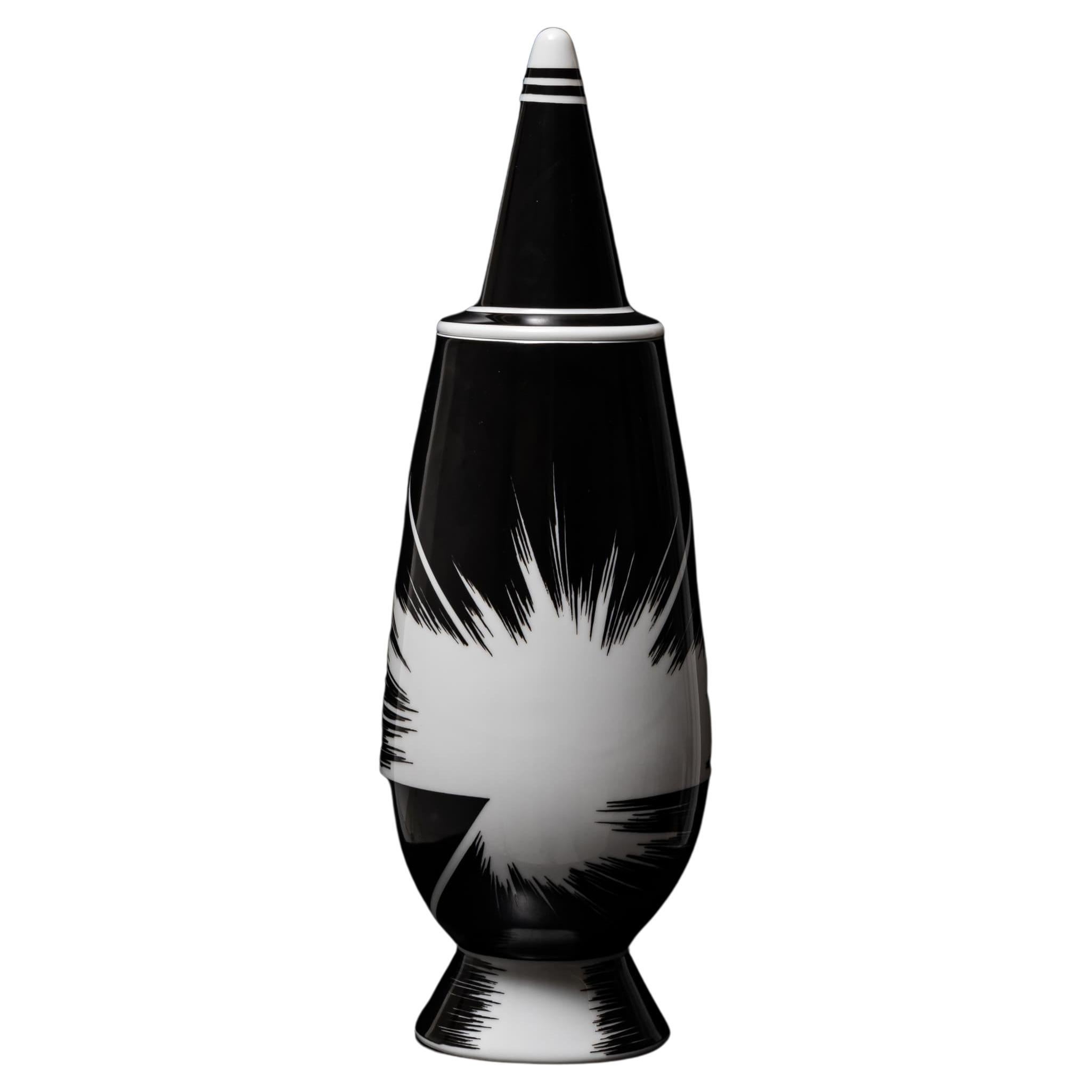 Schwarze Vase mit Deckel Nr. 36 von Alessandro Mendini für Alessi, Deutschland im Angebot