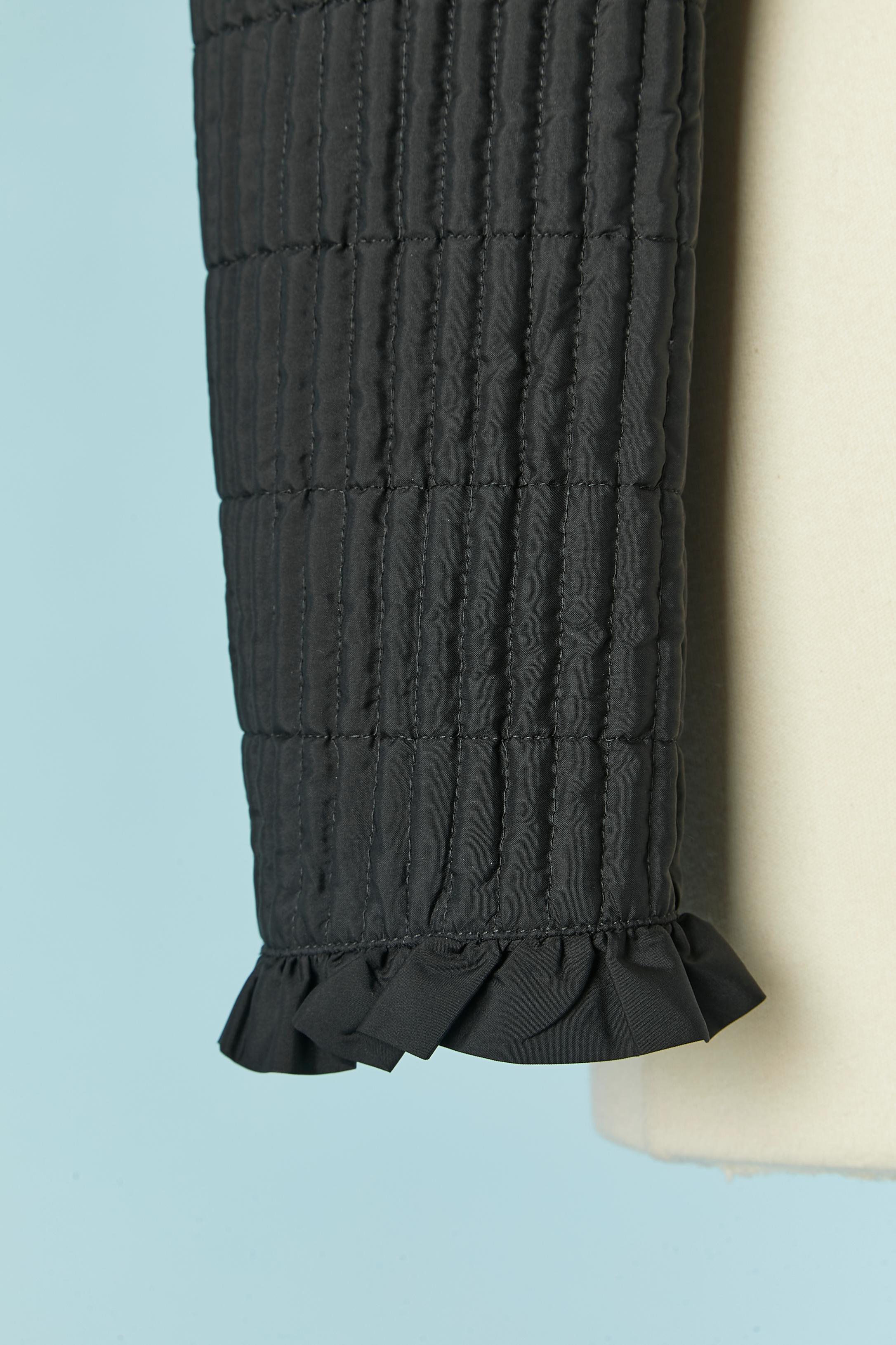 Women's Black lightly quilted jacket with ruffles edge FENDI Roma Jeans For Sale