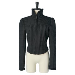 Chaqueta negra ligeramente acolchada con borde de volantes FENDI Roma Jeans