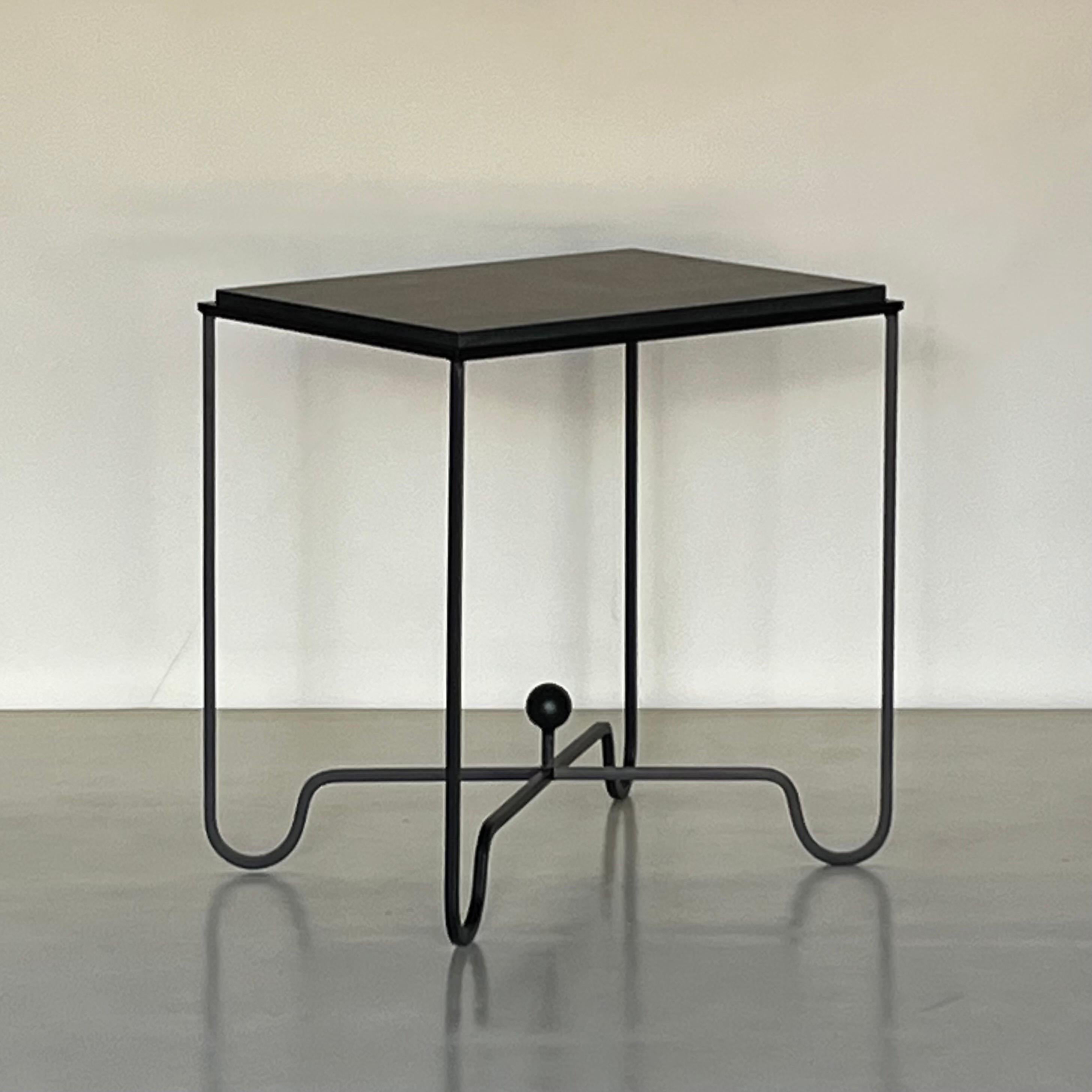 Modern Black Limestone Entretoise side tables or small nightstands by Design Frères For Sale