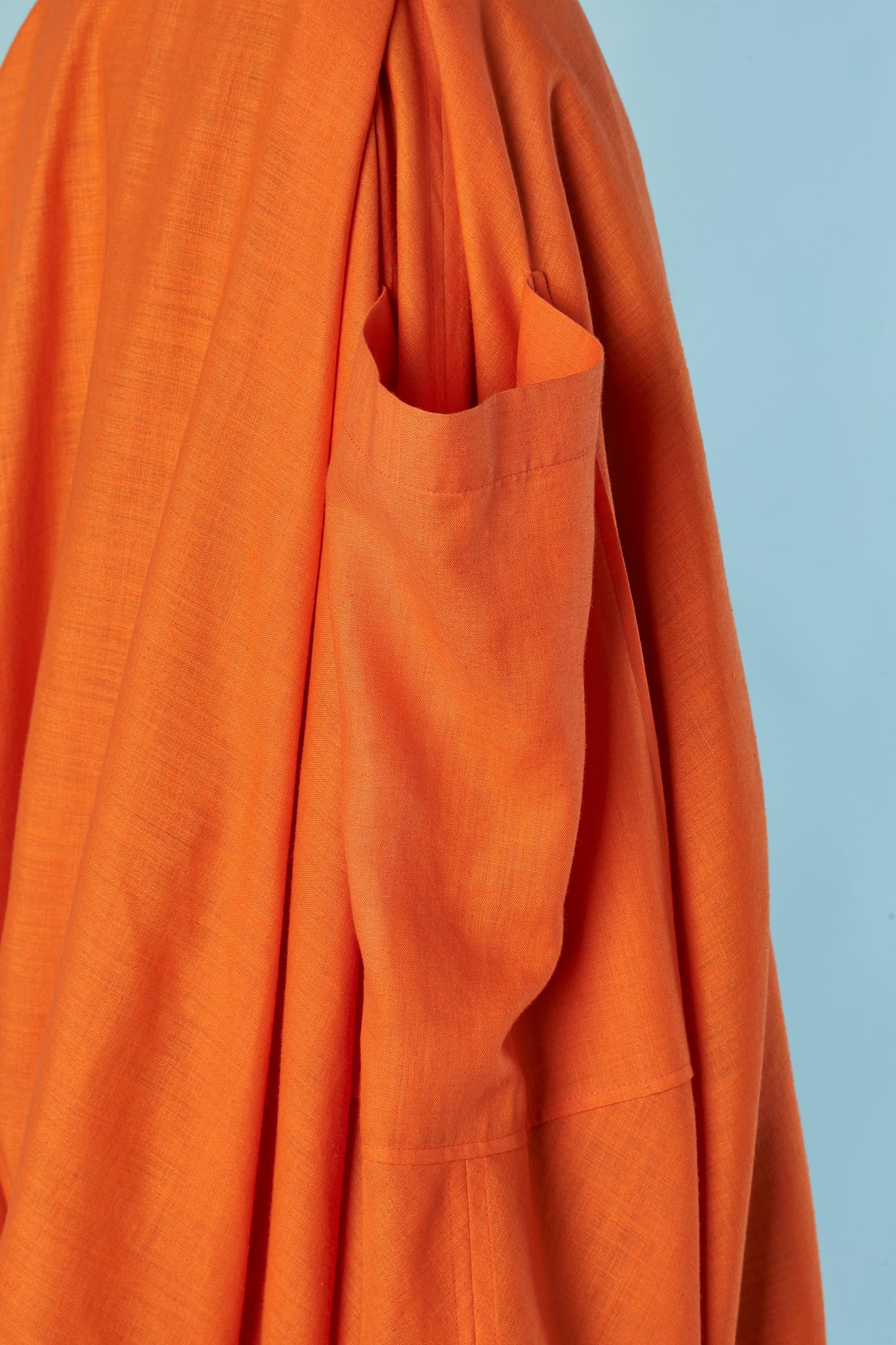 Top sin espalda de lino negro y falda globo naranja JEAN-REMY DAUMAS Naranja en venta