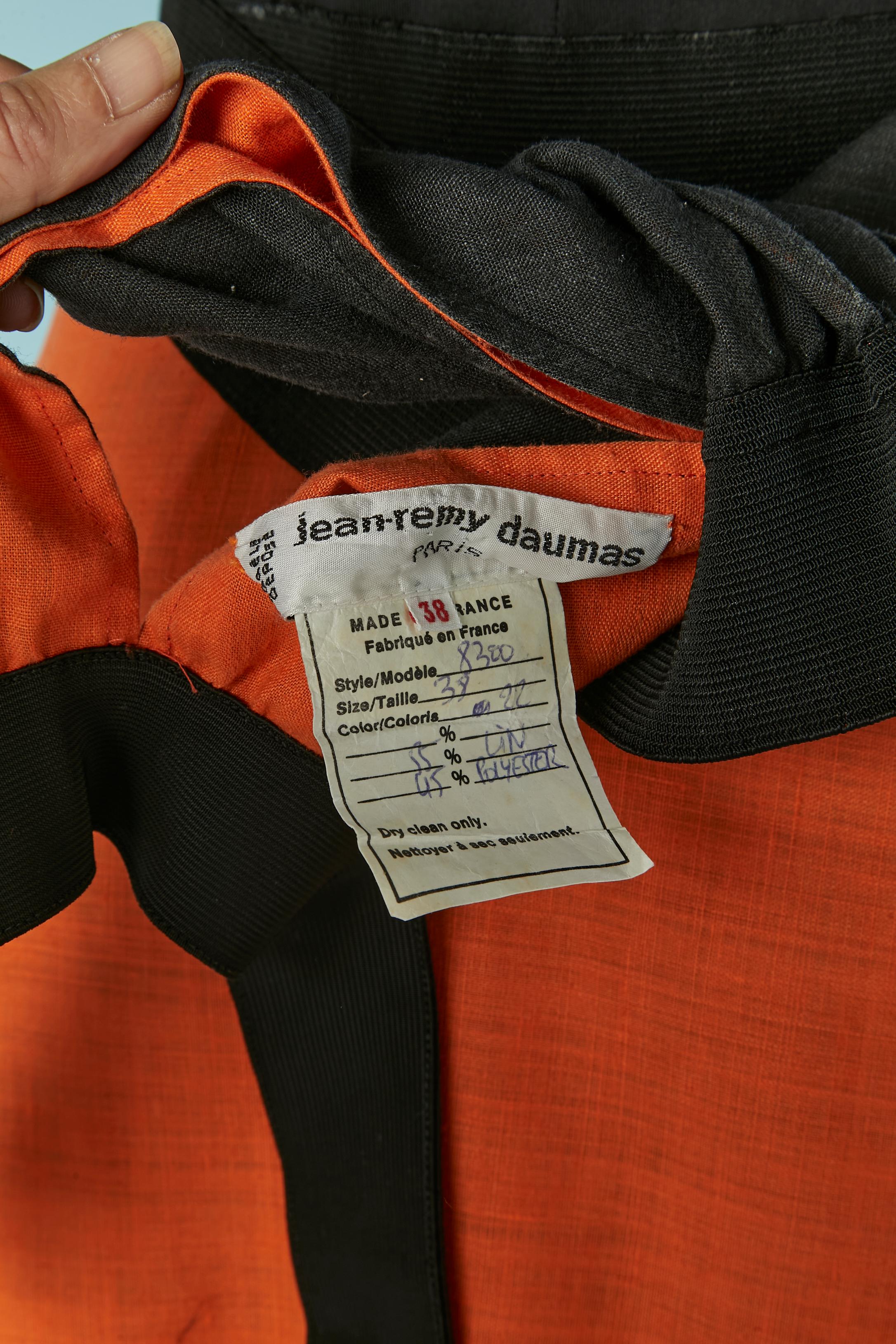 Top sin espalda de lino negro y falda globo naranja JEAN-REMY DAUMAS en venta 1