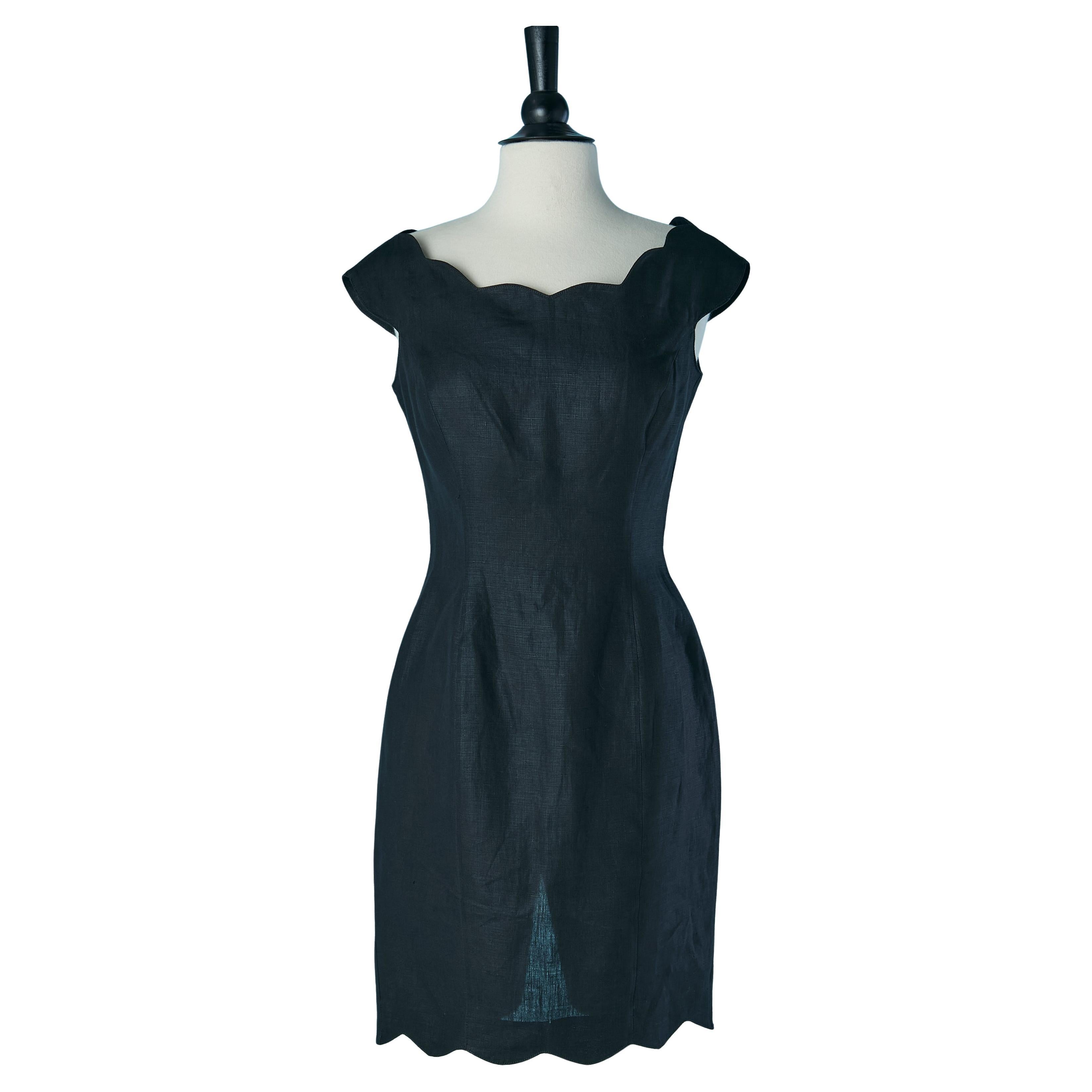 Black linen dress CHANTAL THOMASS en venta