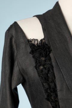 Black linen dress with black lace details Chantal Thomass SS1992