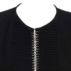 Sterling Silver Pintuck Jacket - Black Linen - Long Back Hem Detail
