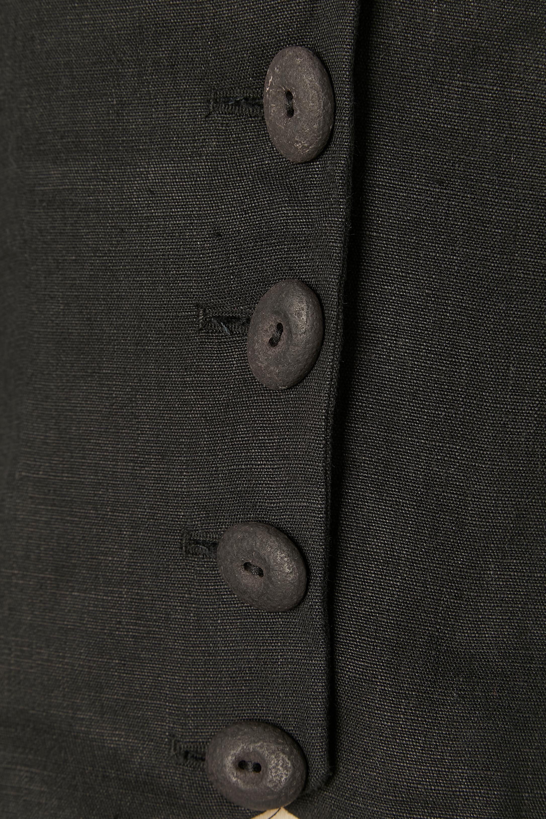 Nero Giacca di lino nera con bustier tagliato CHANTAL THOMASS in vendita