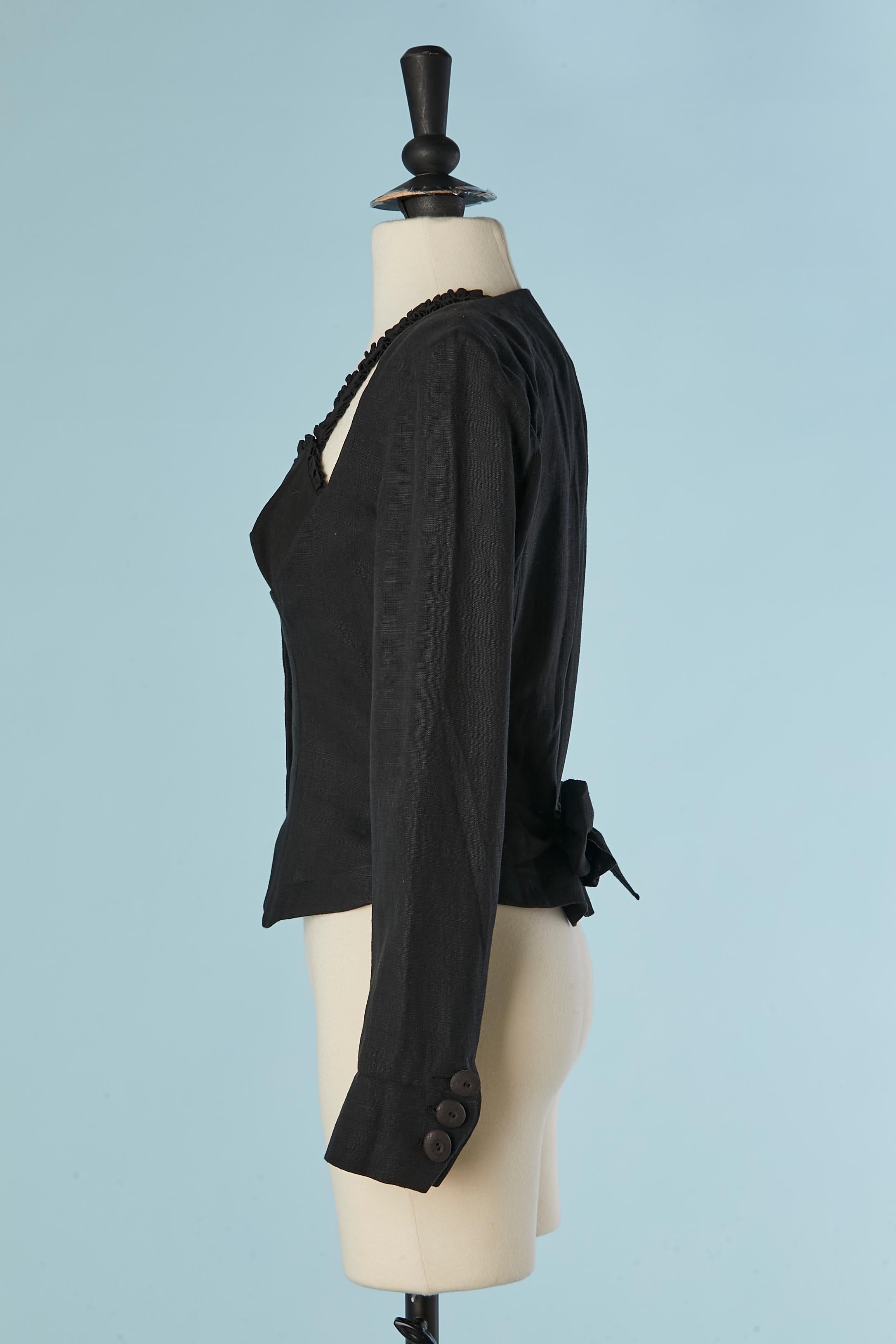 Donna Giacca di lino nera con bustier tagliato CHANTAL THOMASS in vendita