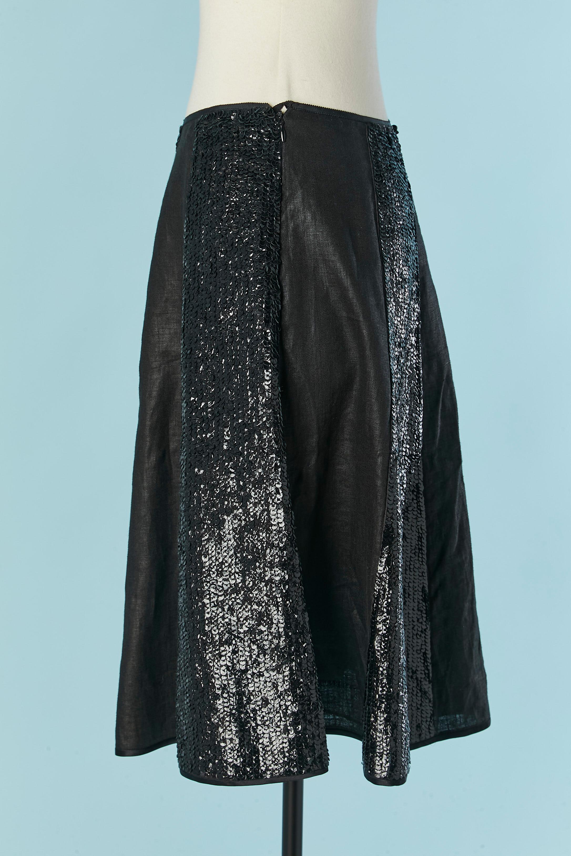 Women's Black linen skirt with black leather sequin PROENZA SCHOULER For Sale