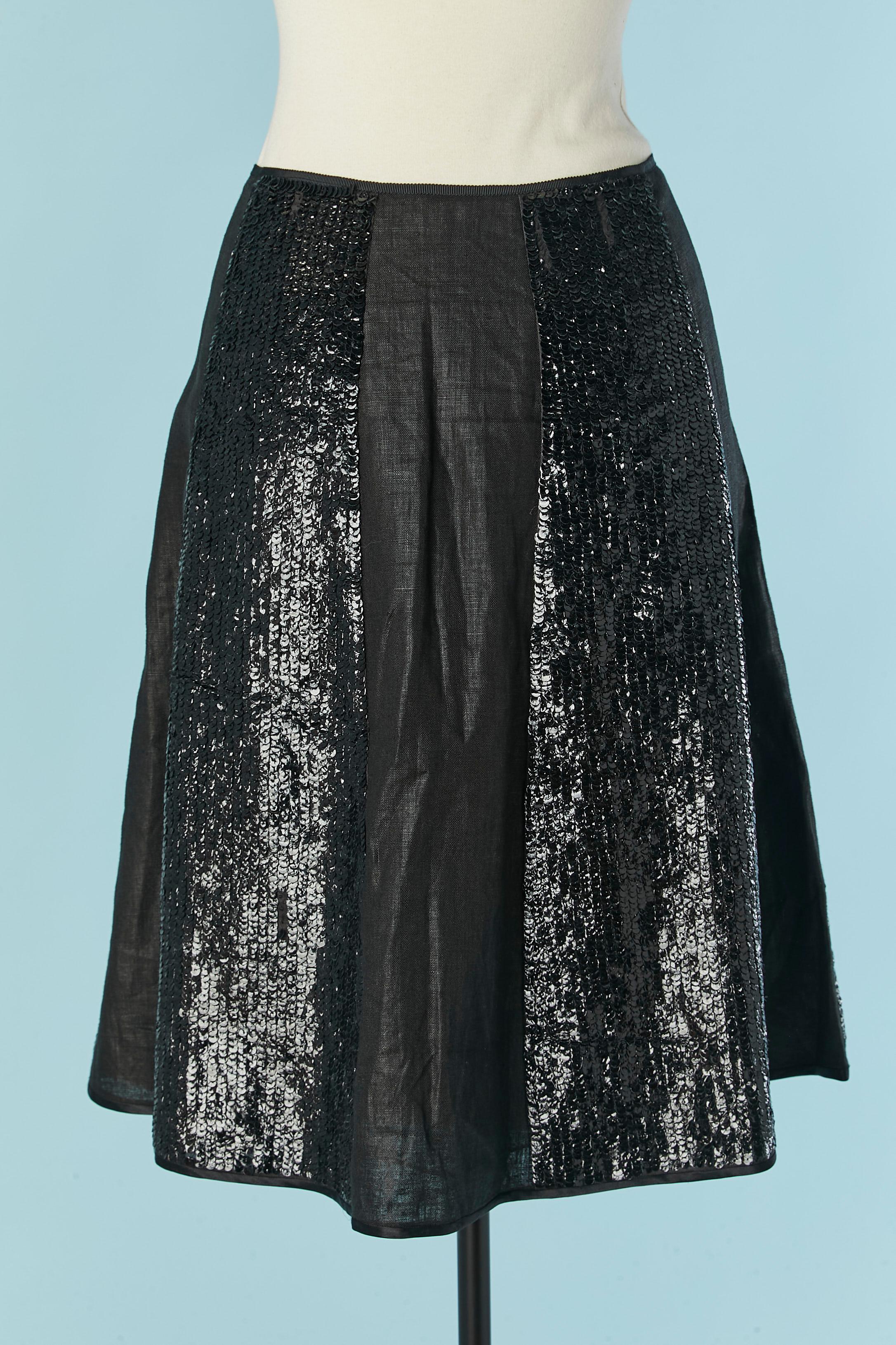 Black linen skirt with black leather sequin PROENZA SCHOULER For Sale 1