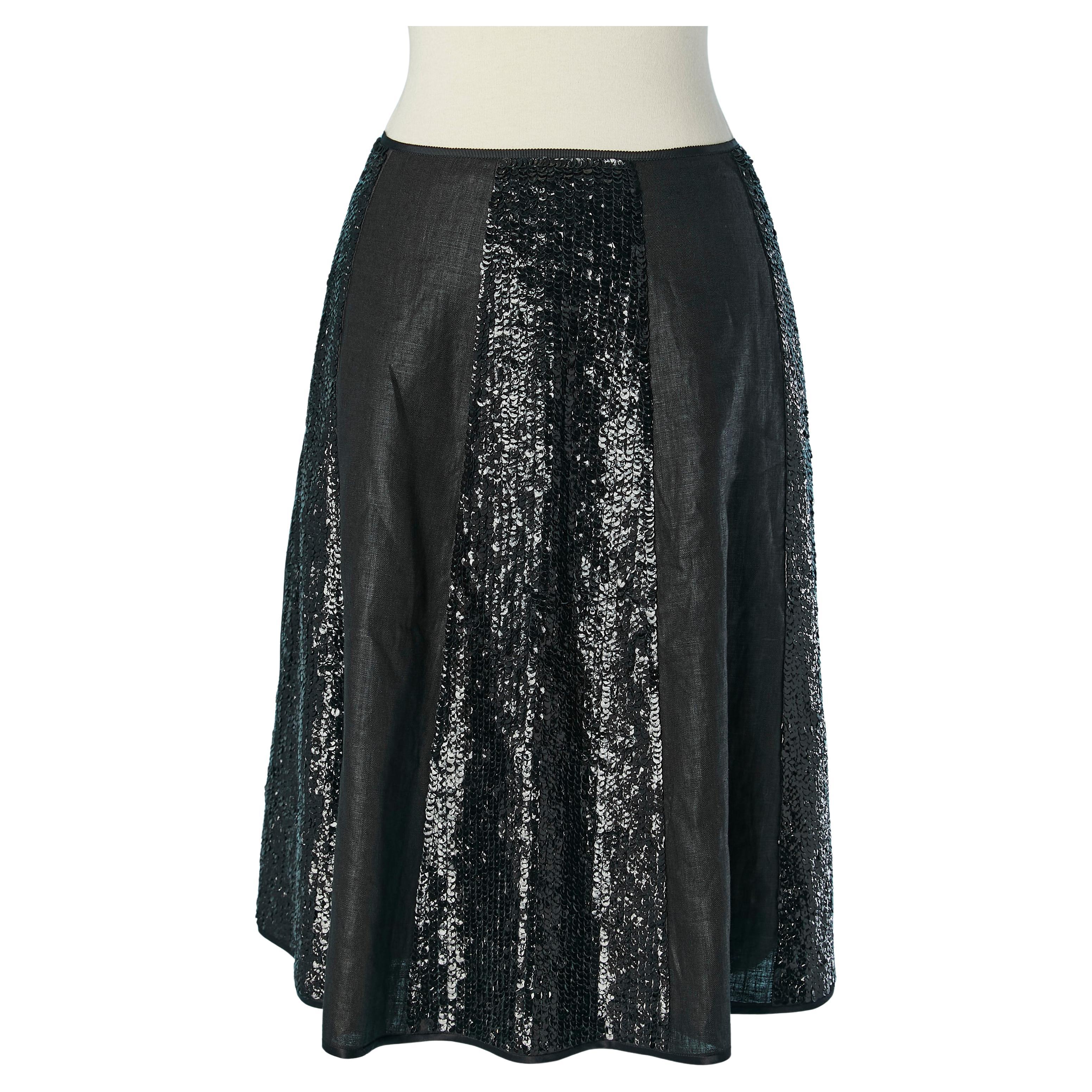 Black linen skirt with black leather sequin PROENZA SCHOULER For Sale