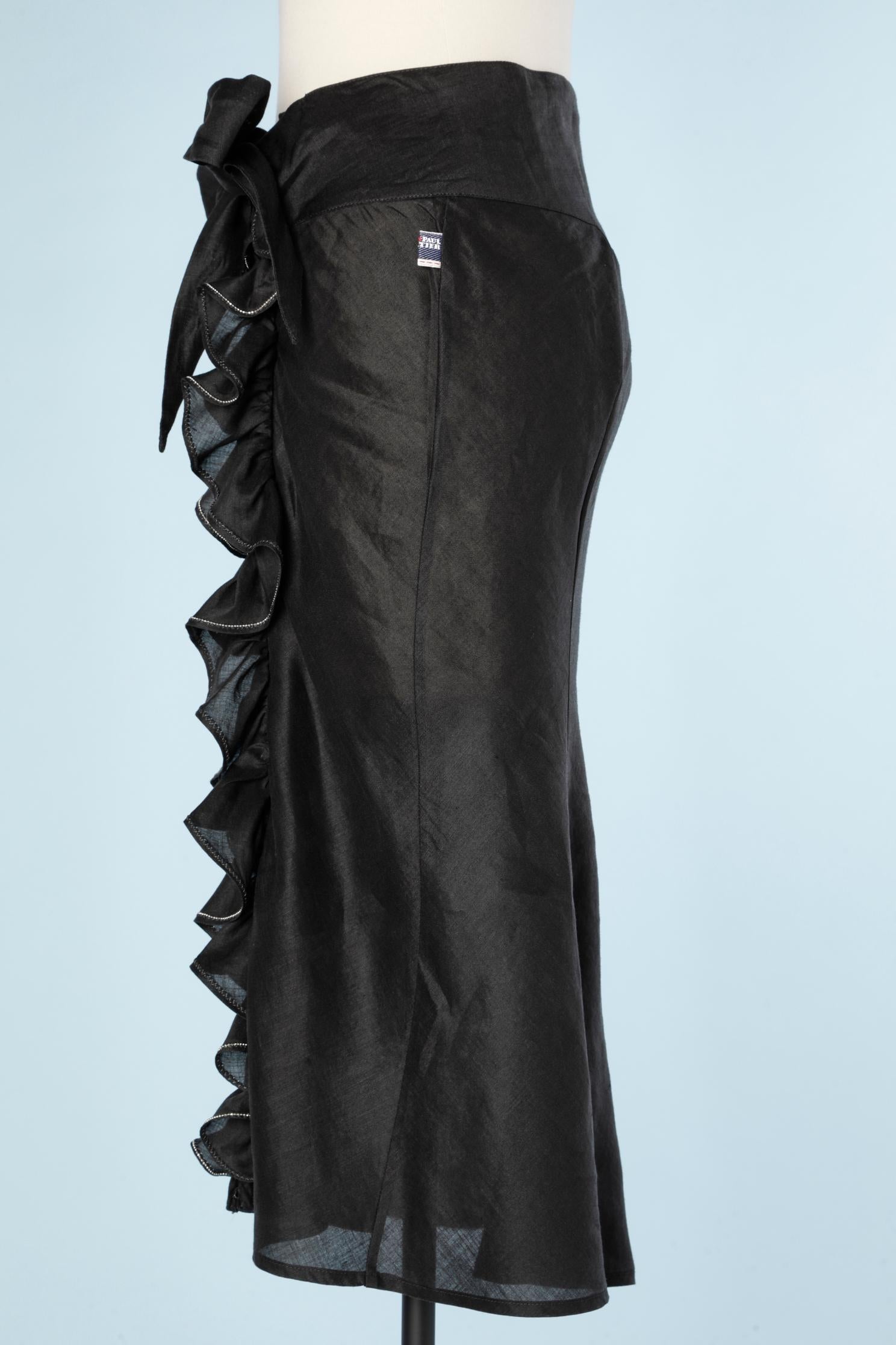 black skirt with ruffles