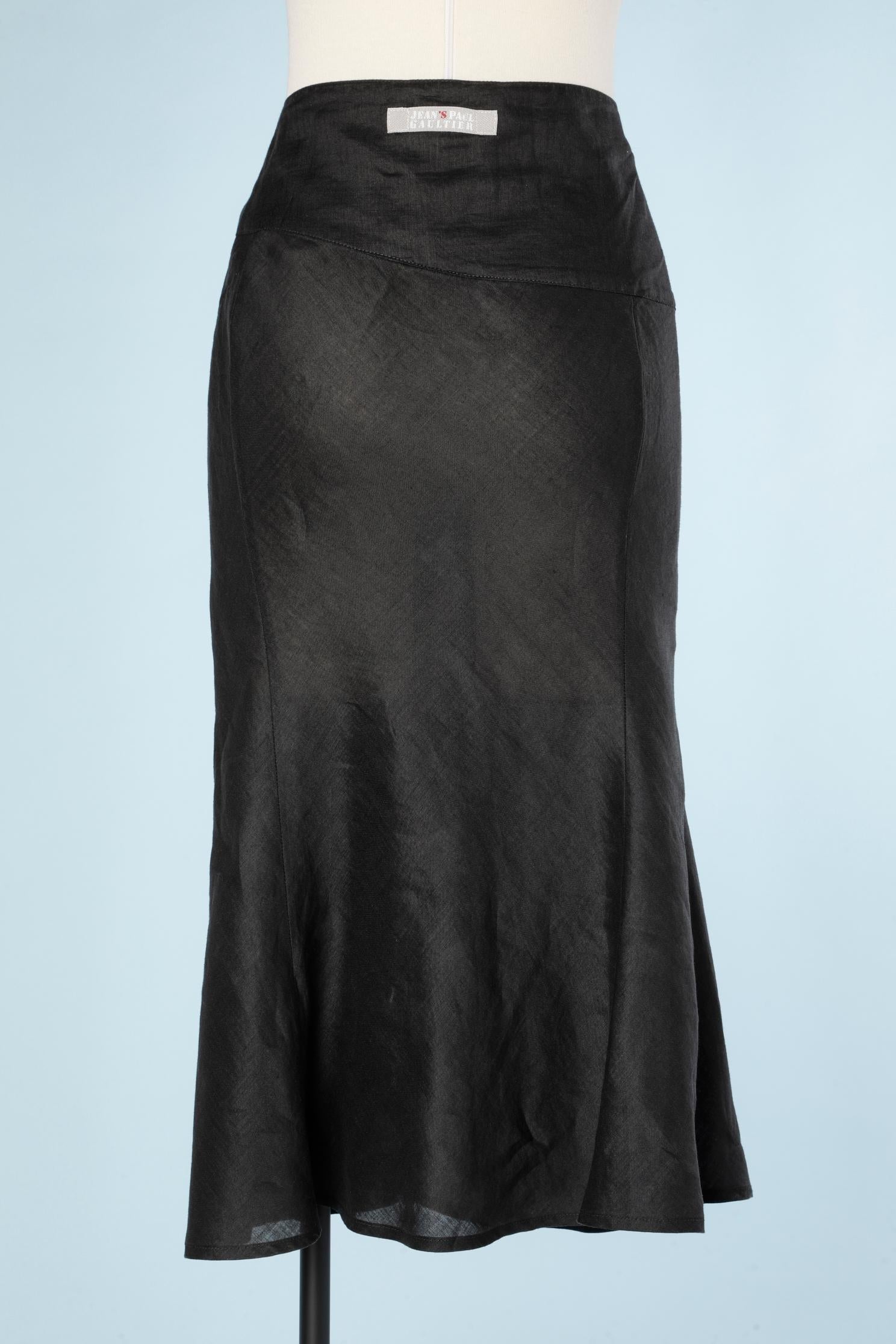 Women's Black linen skirt with ruffles Jean-Paul Gaultier 