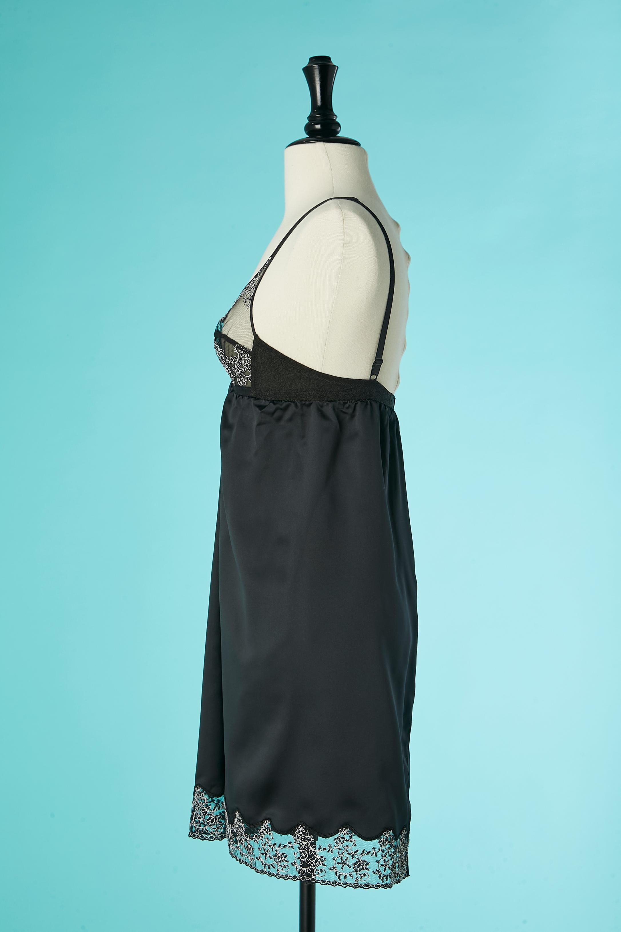Schwarzes Lingerie-Minikleid aus schwarzem Kleid mit weißer Oberteilsstickerei von Christian Dior  Damen im Angebot