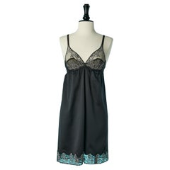 Black lingerie mini-dress with white top-stitching Christian Dior Lingerie 