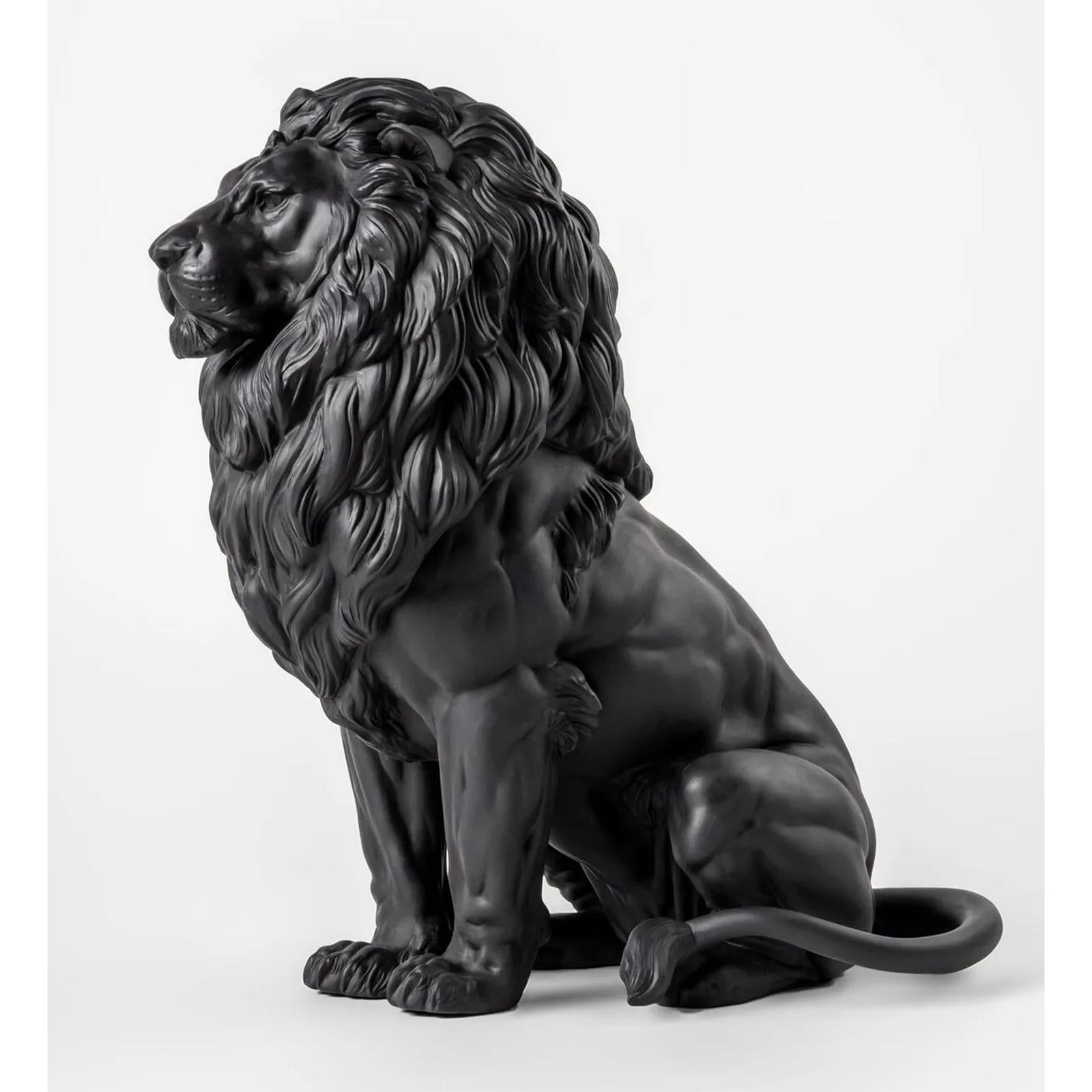 Portoghese Scultura di leone nero in vendita