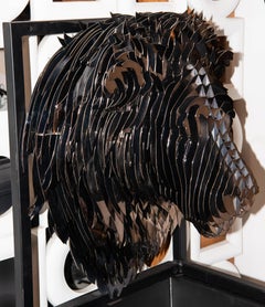 Black Lion Trophee Sculpture