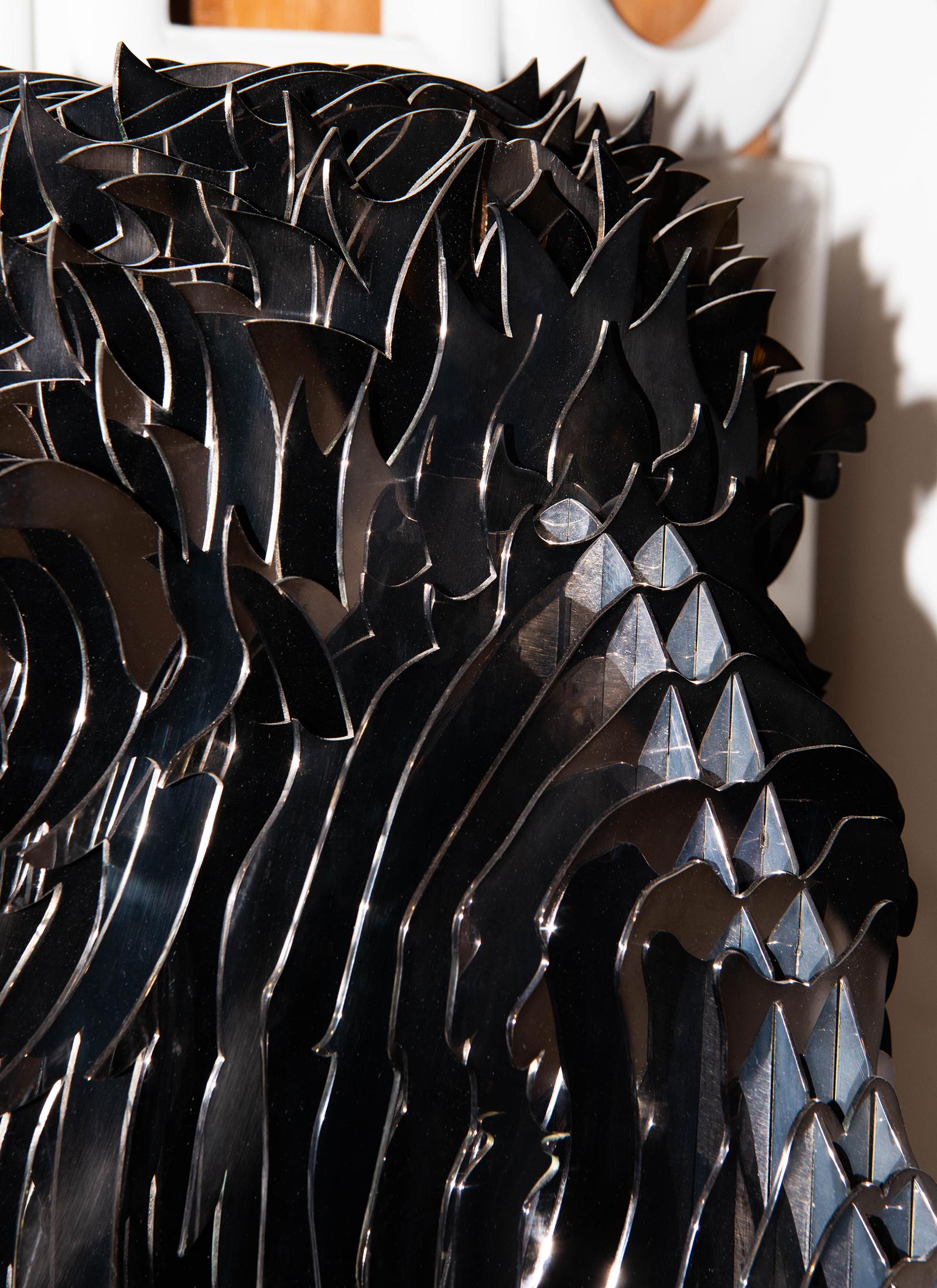 Scultura del Leone Nero Trophee in vendita 2