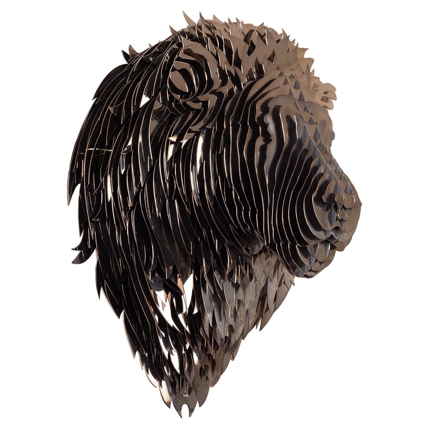 Trophee-Skulptur eines schwarzen Löwen