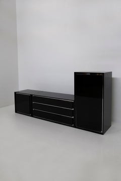 Schwarzes Wohnzimmermöbel-Set aus Acerbis in Stahlprofilen