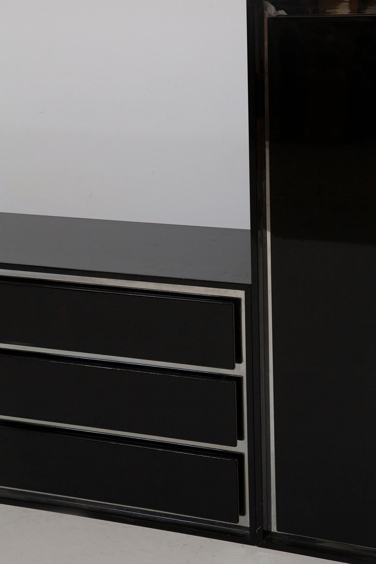 Italian Black living furniture set attr. to Acerbis in steel profiles For Sale