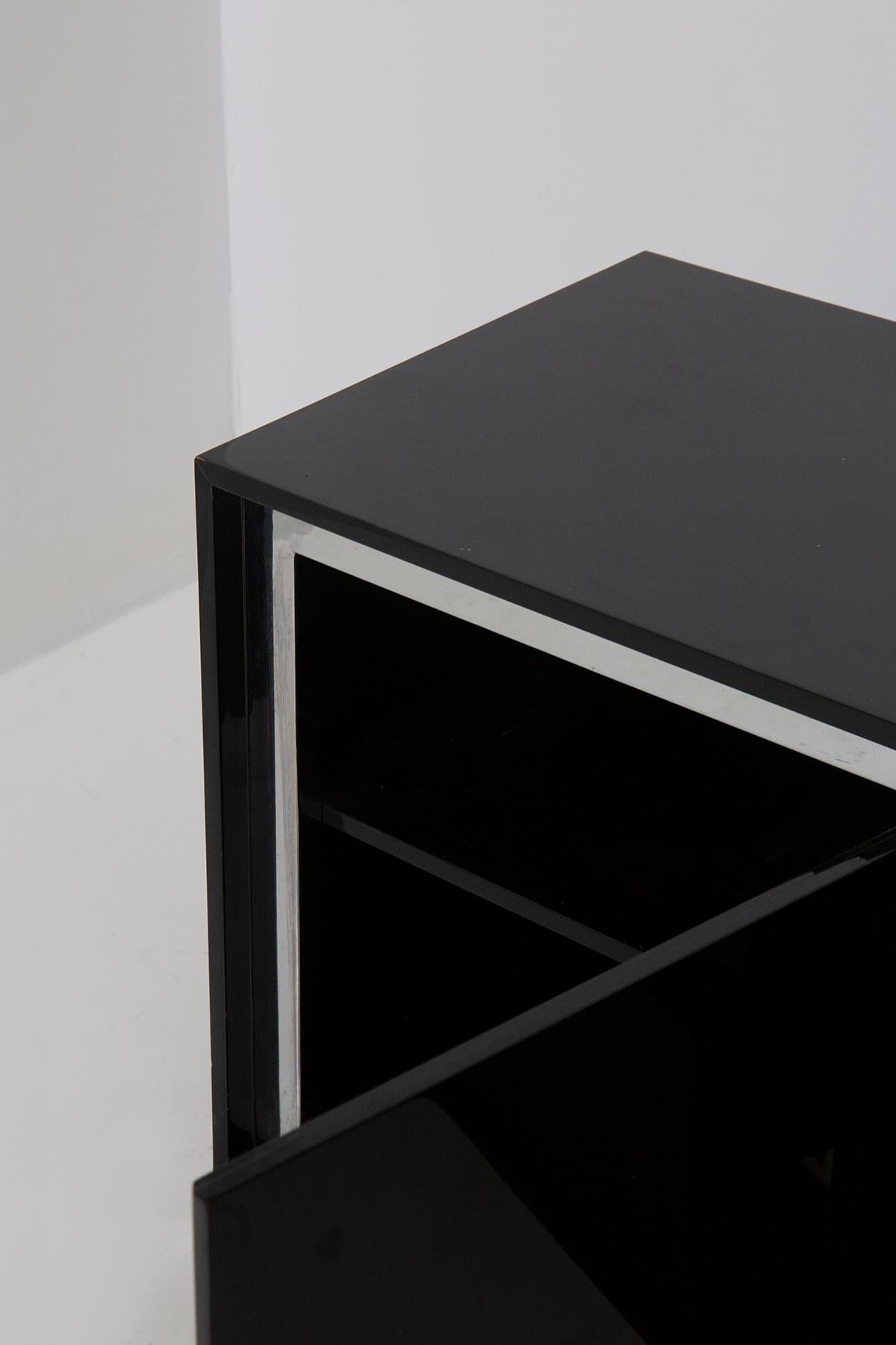 Ensemble de meubles de salon noirs attribués à Acerbis aux profils en acier en vente 2
