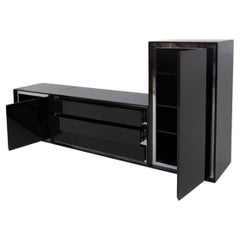 Retro Black living furniture set attr. to Acerbis in steel profiles