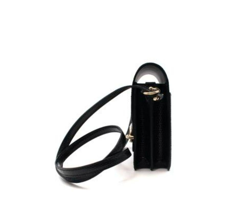 Borsa Hermes Mini Roulis 18 in lucertola nera in vendita 1