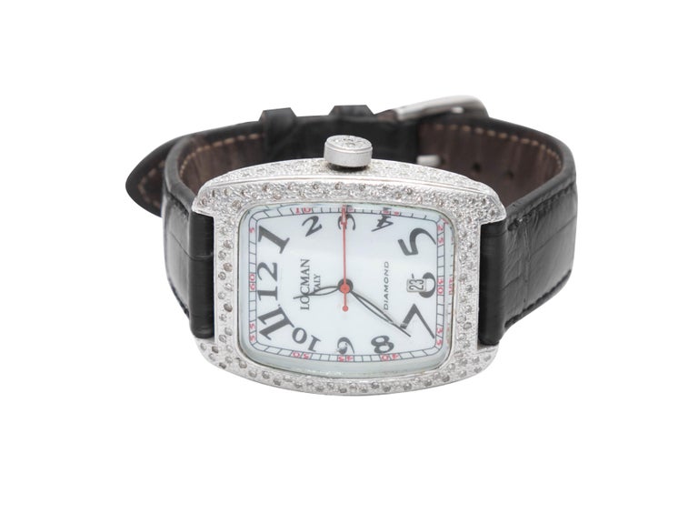 Locman diamond watch with alligator band Locman Diamond Black Leather Watch | eBay main image 2